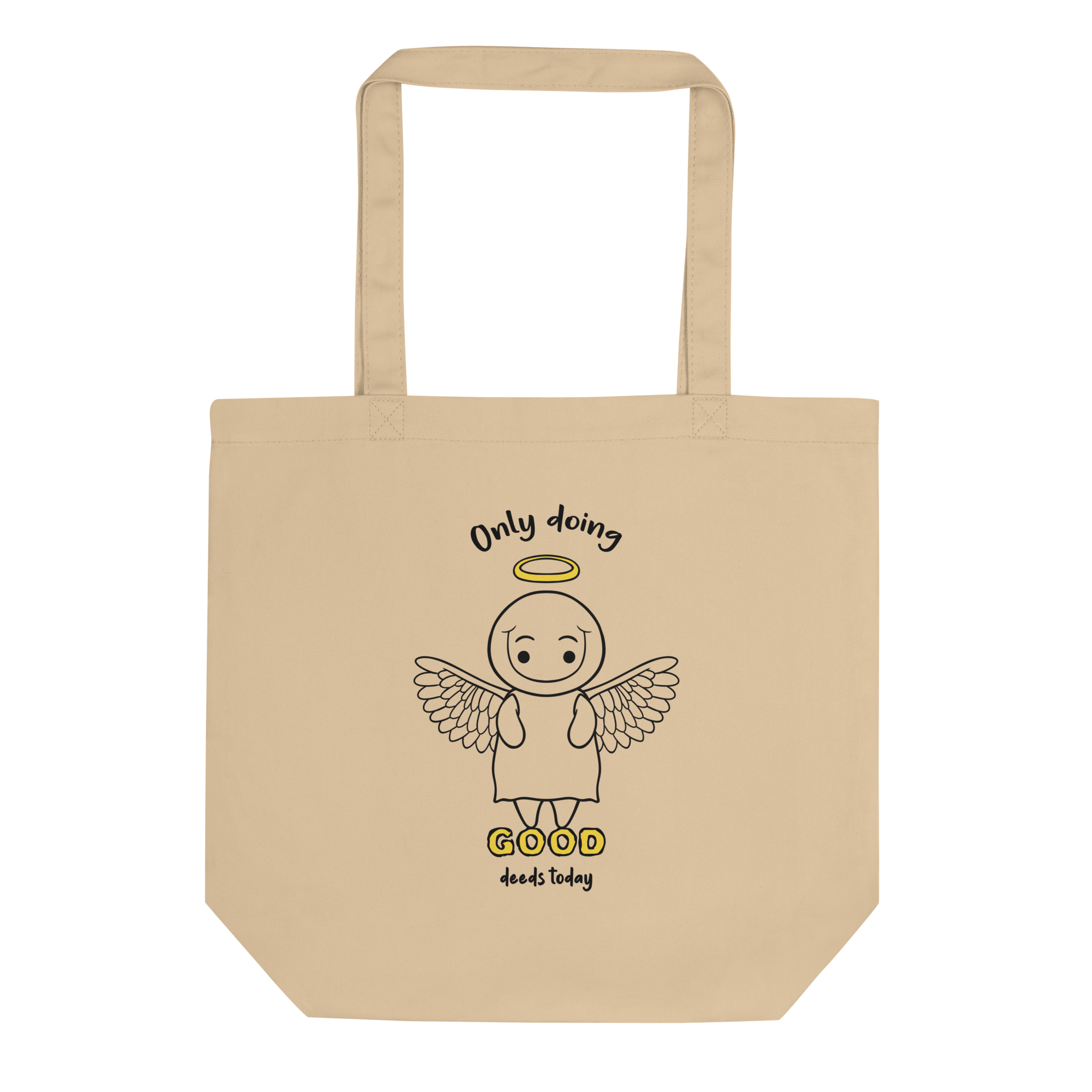 only doing good deeds cartoon on tote bag natural