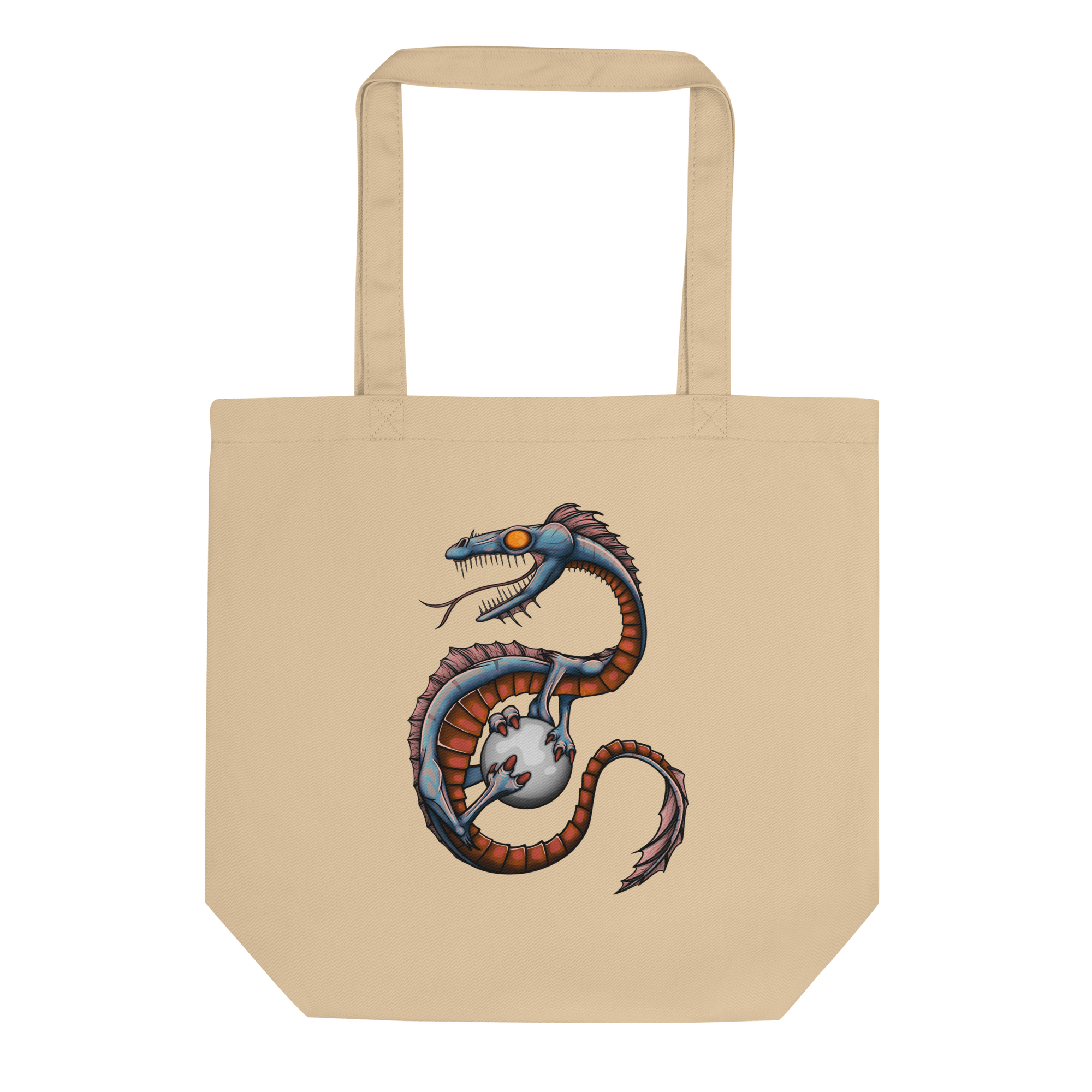 epic dragon design on natural tote bag