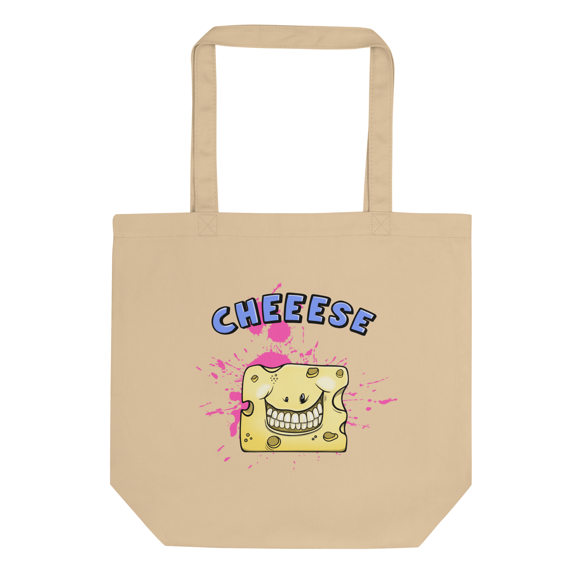 Funny cartoon cheese smiling on tote bag natural