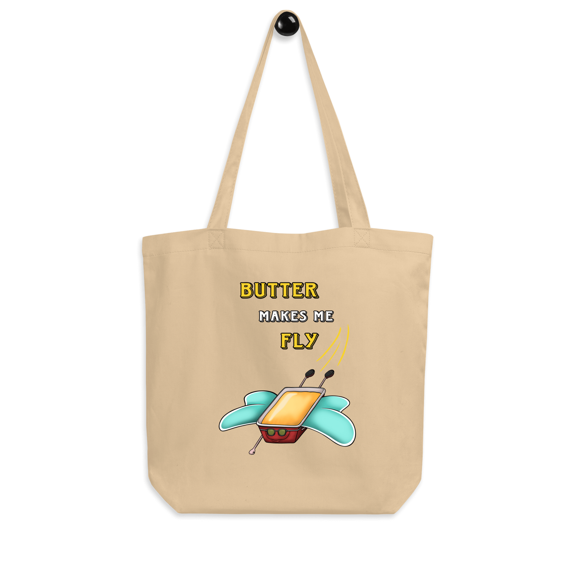 butter makes me fly tote bag natural