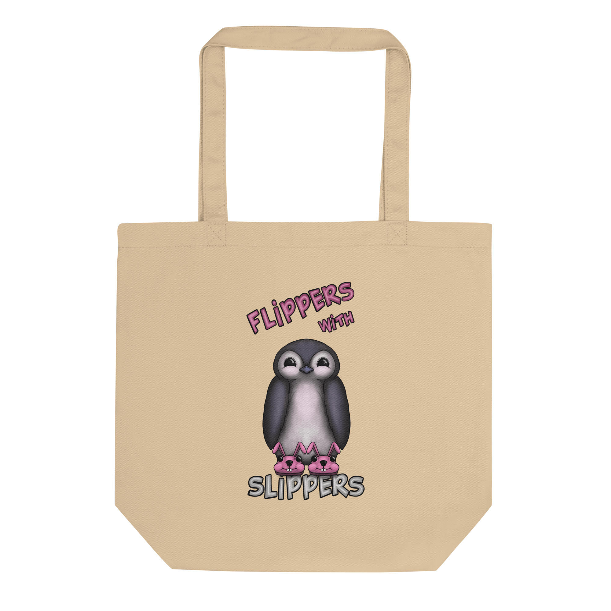 Flippers with slippers drawing in tote bag natural