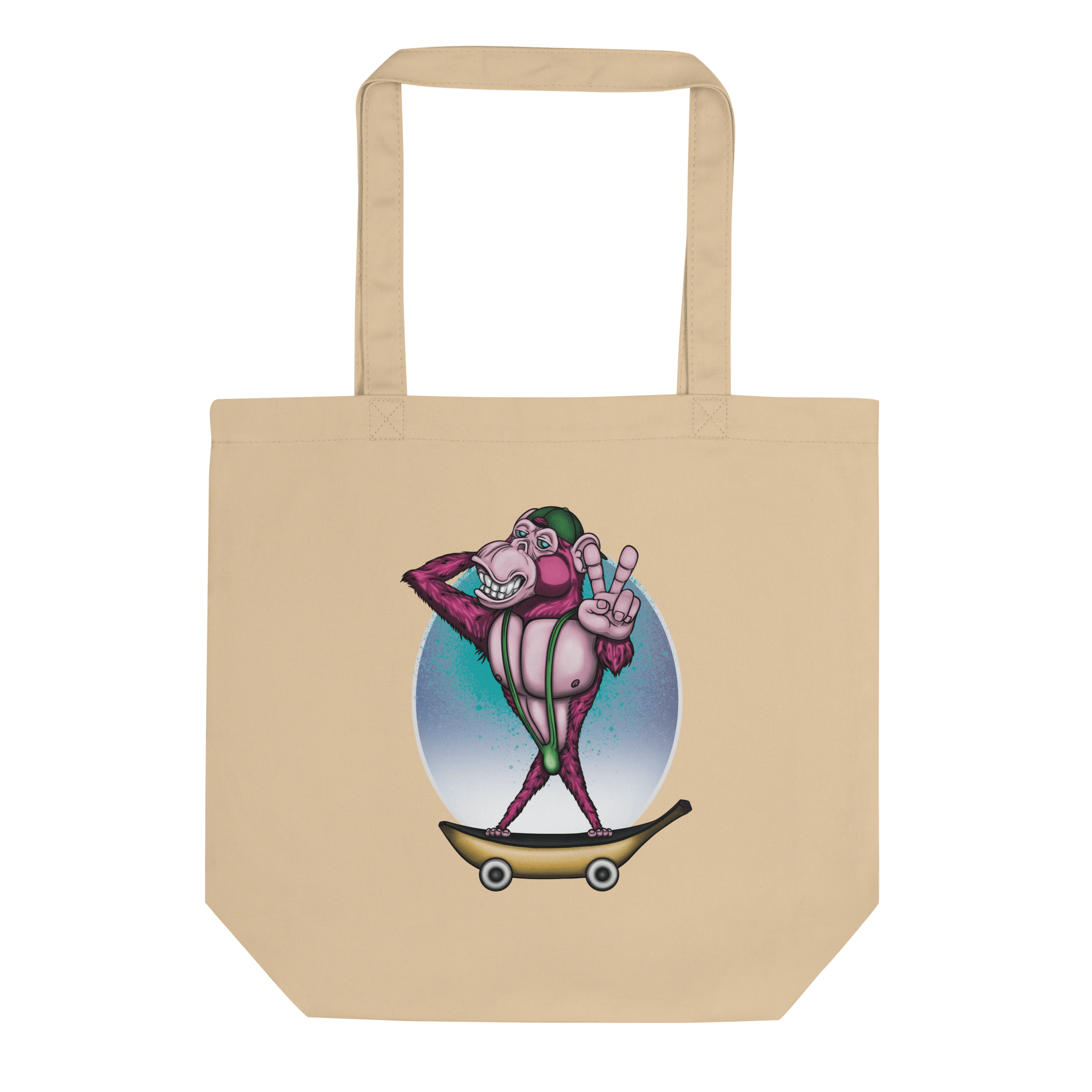 cool cartoon monkey on tote bag natural