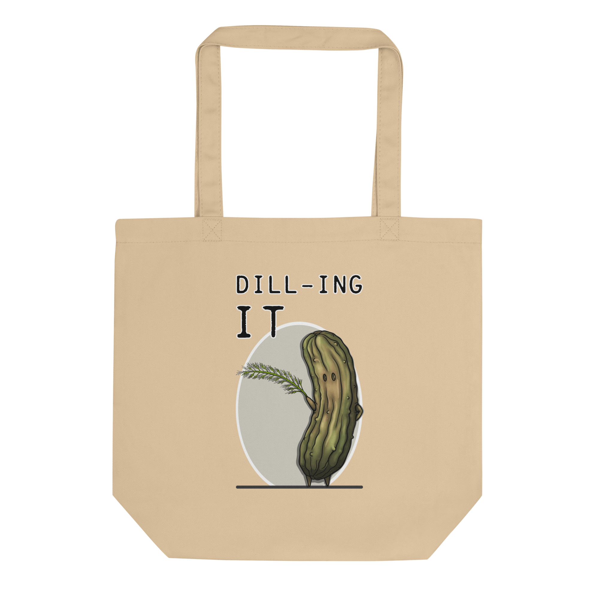 Dill-ing it drawing on tote bag natural