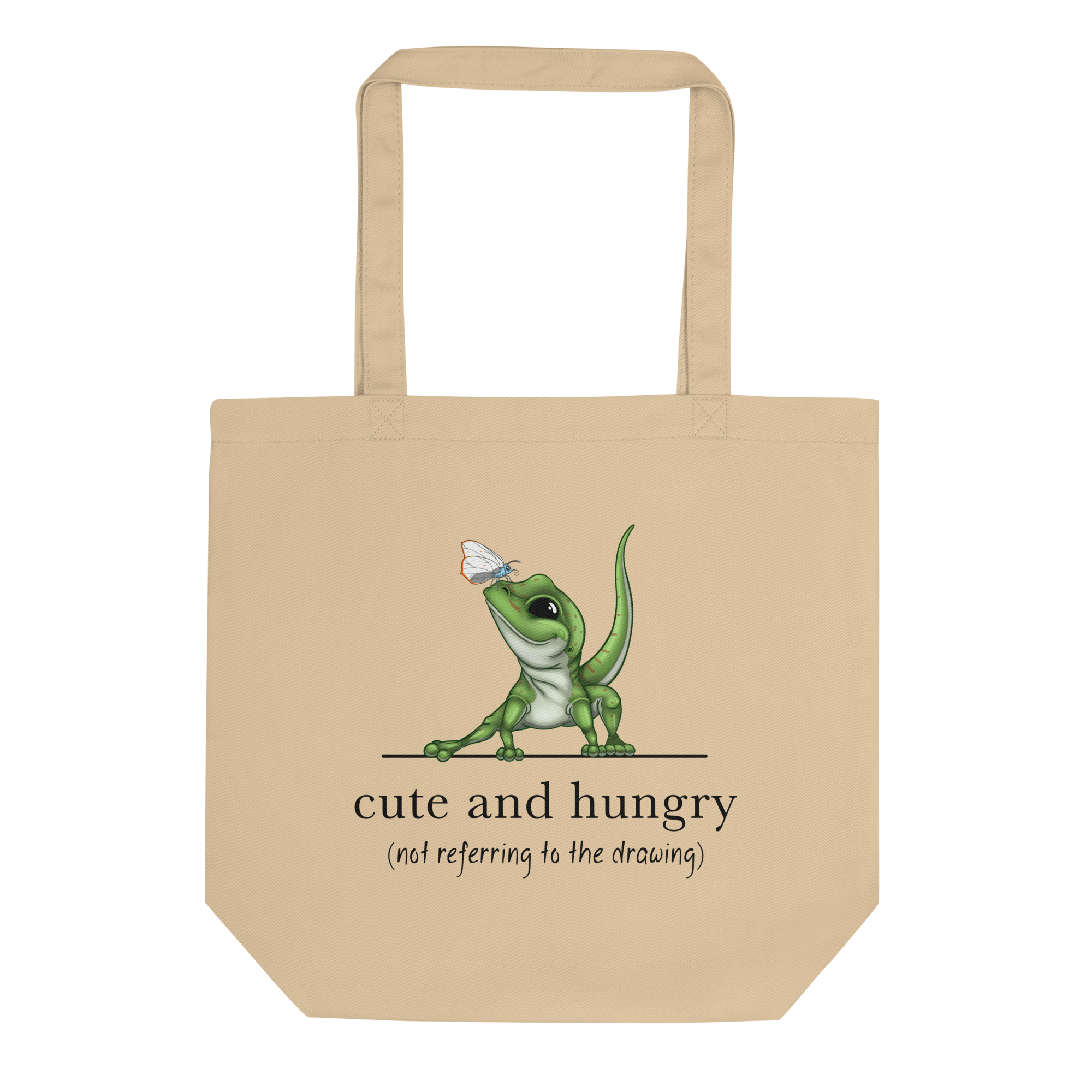 cute and hungry gecko tote bag natural