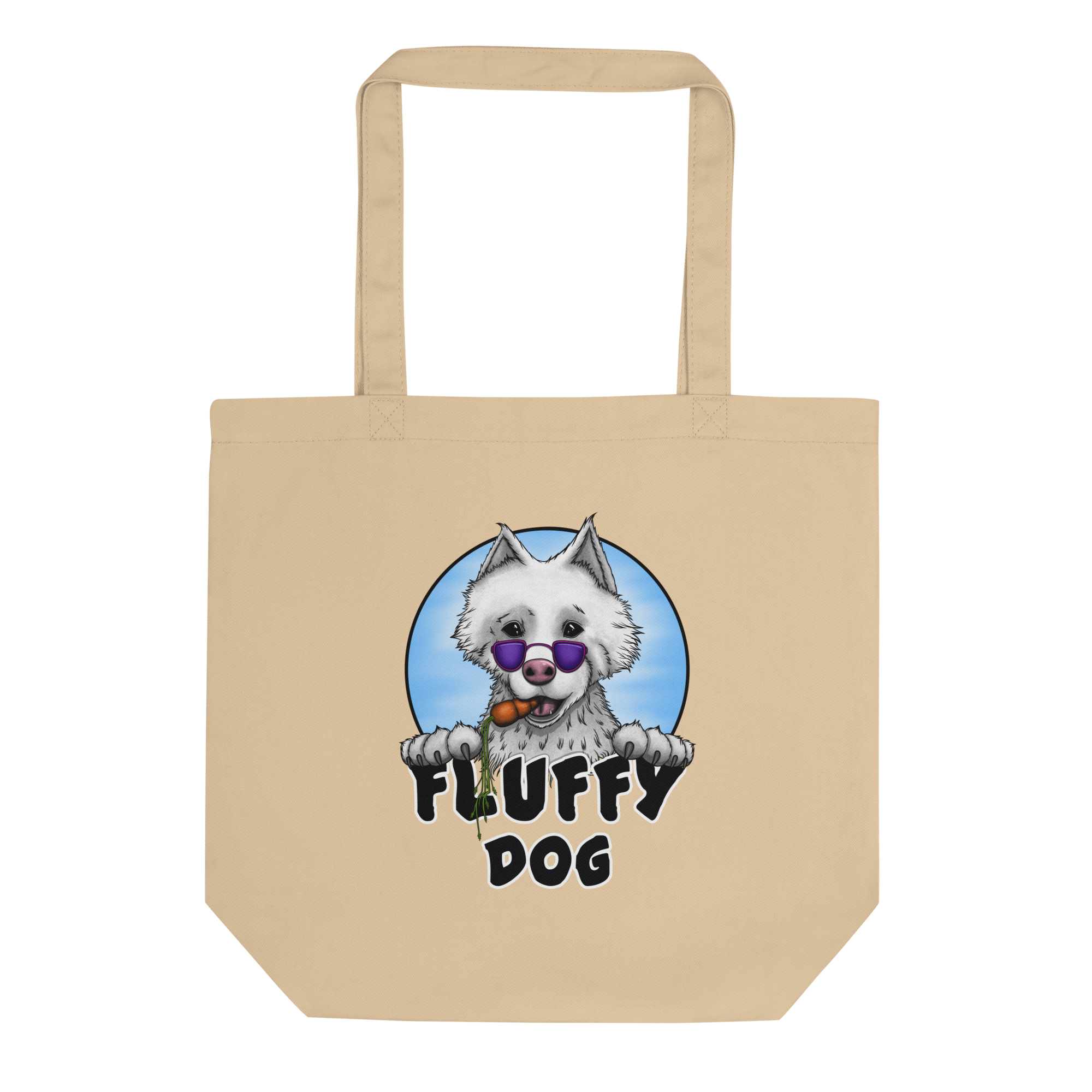 Fluffy dog samoyed on tote bag natural