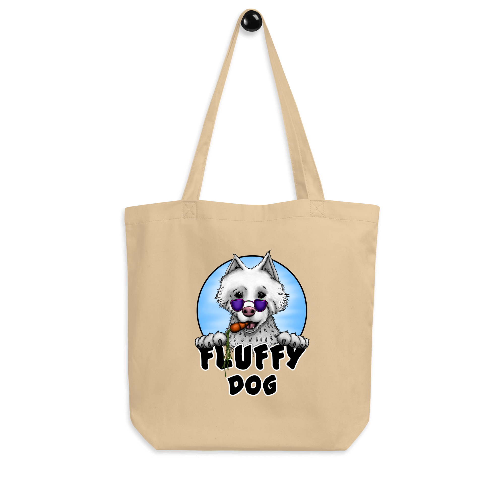 cute samoyed dog with sunglasses on tote bag natural