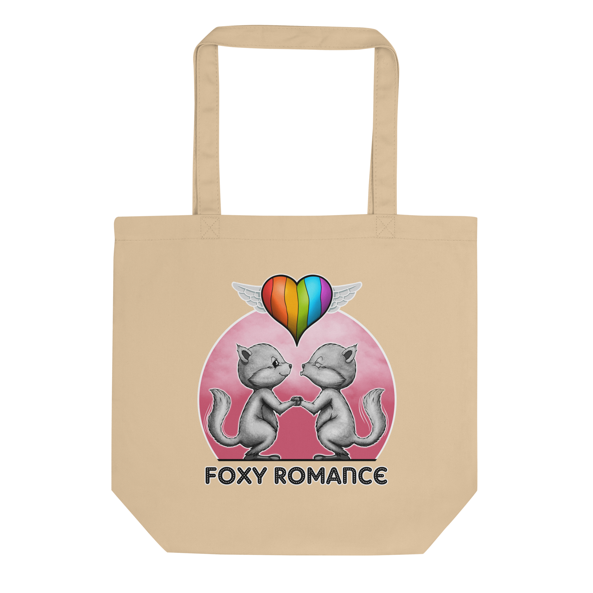 Foxy romance pride design on tote bag natural