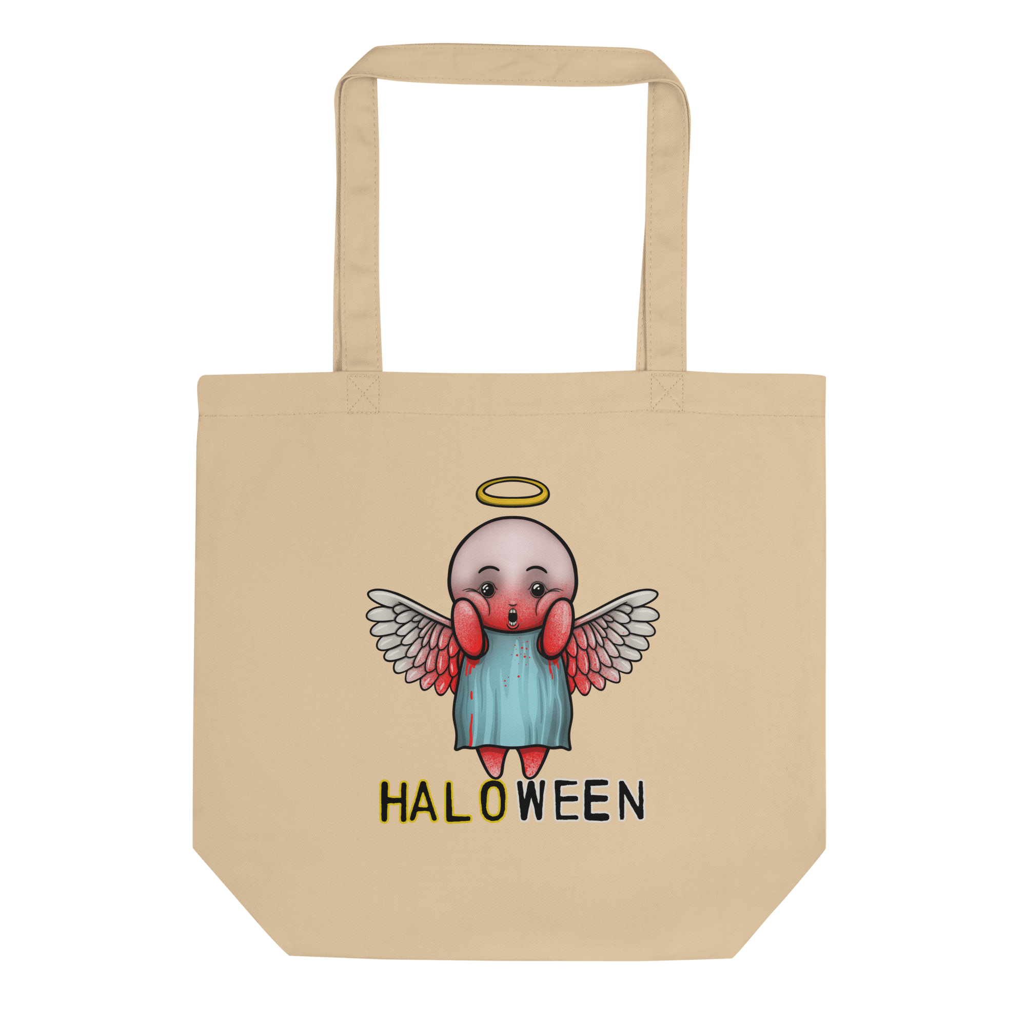 Bloody angel halloween natural tote bag