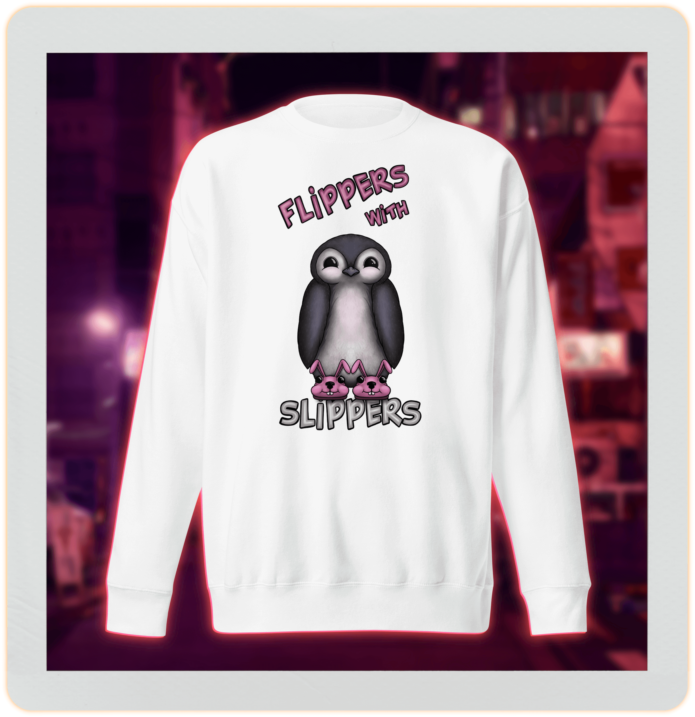 cute penguin cartoon on white sweatshirt