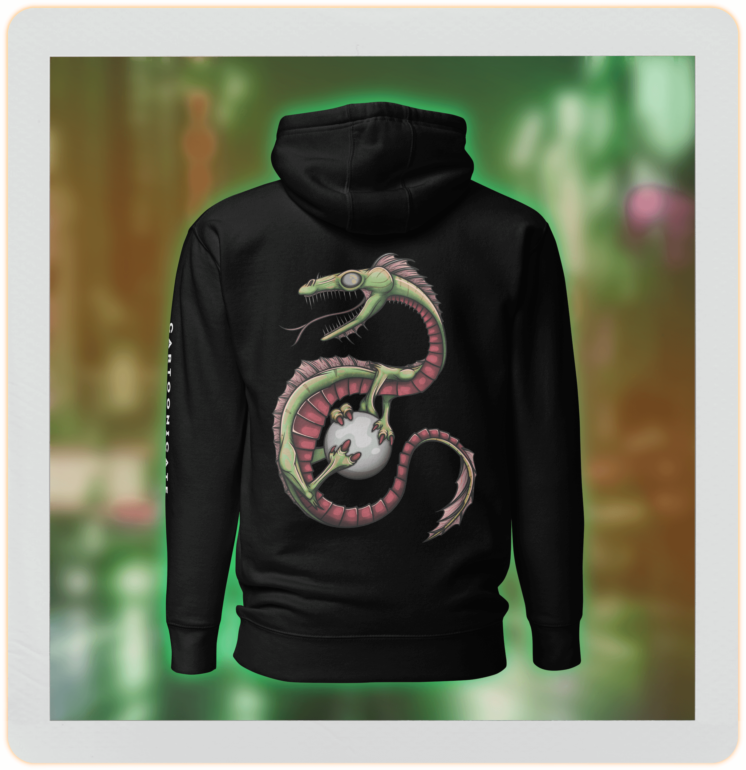 epic dragon design on black hoodie