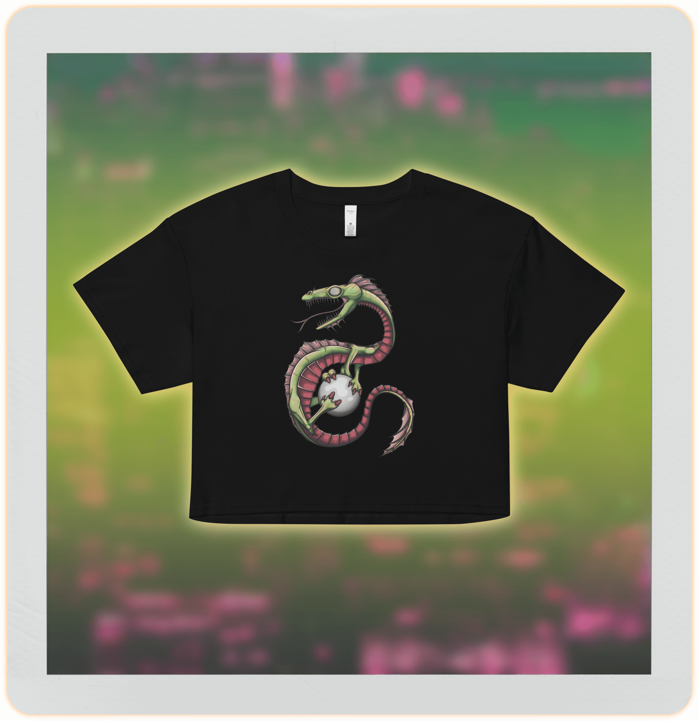 epic dragon design on black crop top