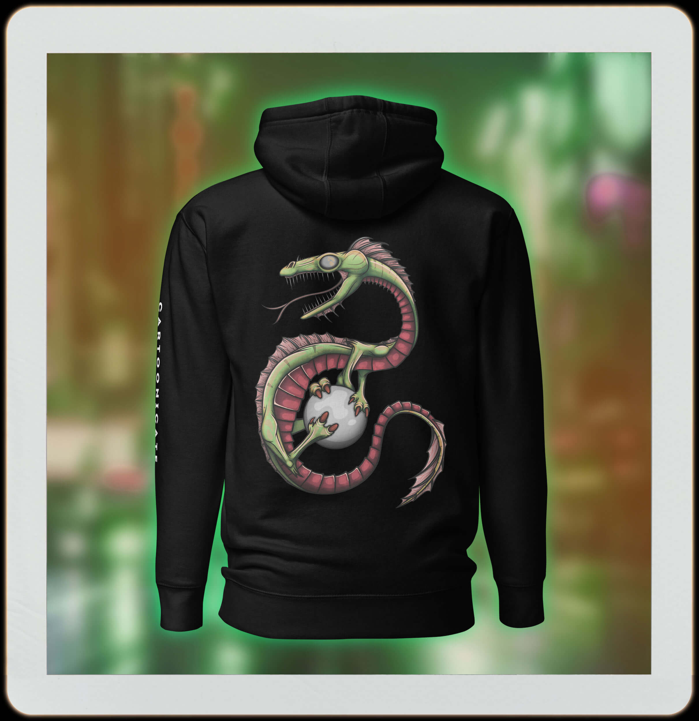 epic dragon design on black hoodie