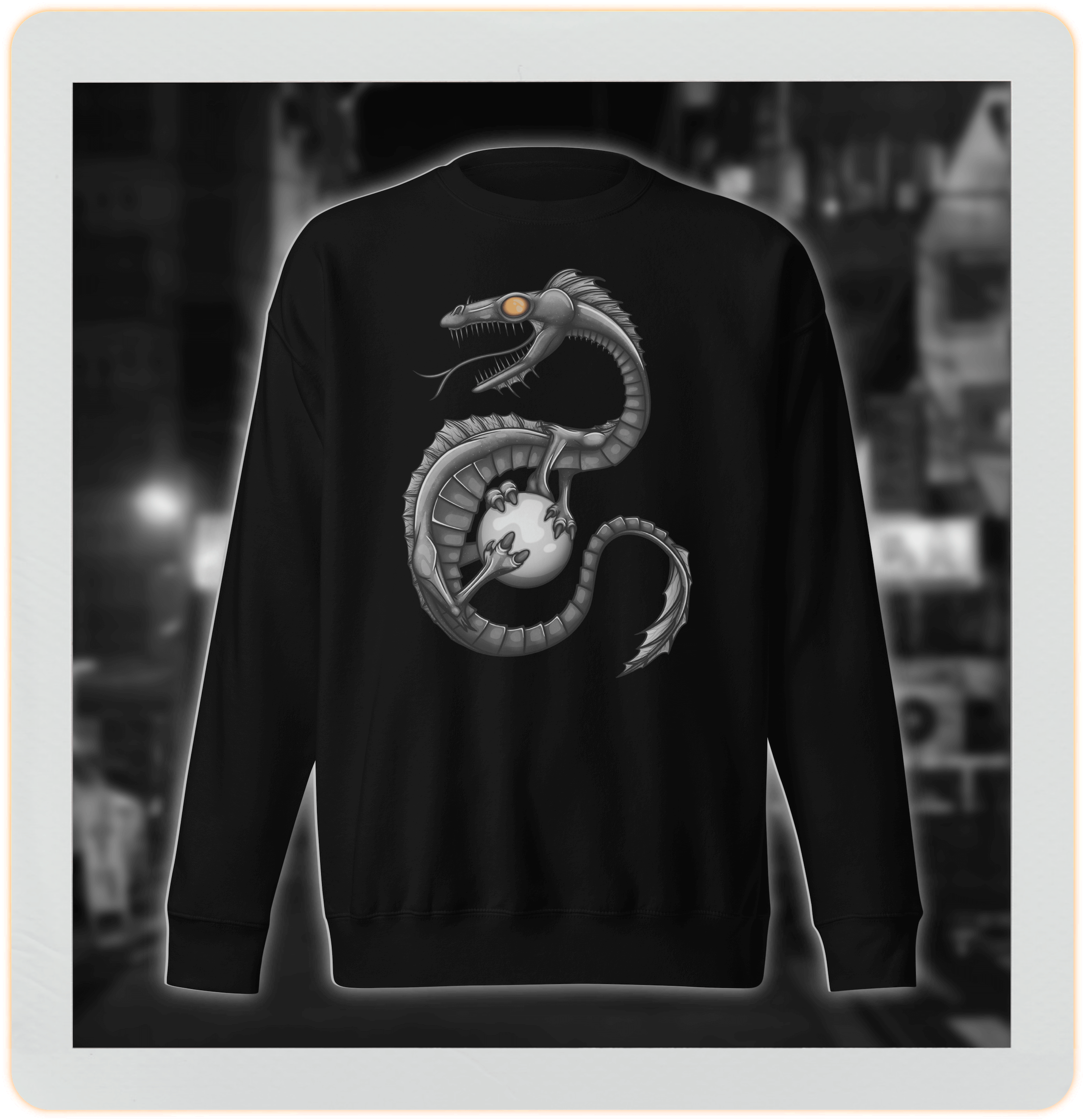 epic dragon design on black sweatshirt