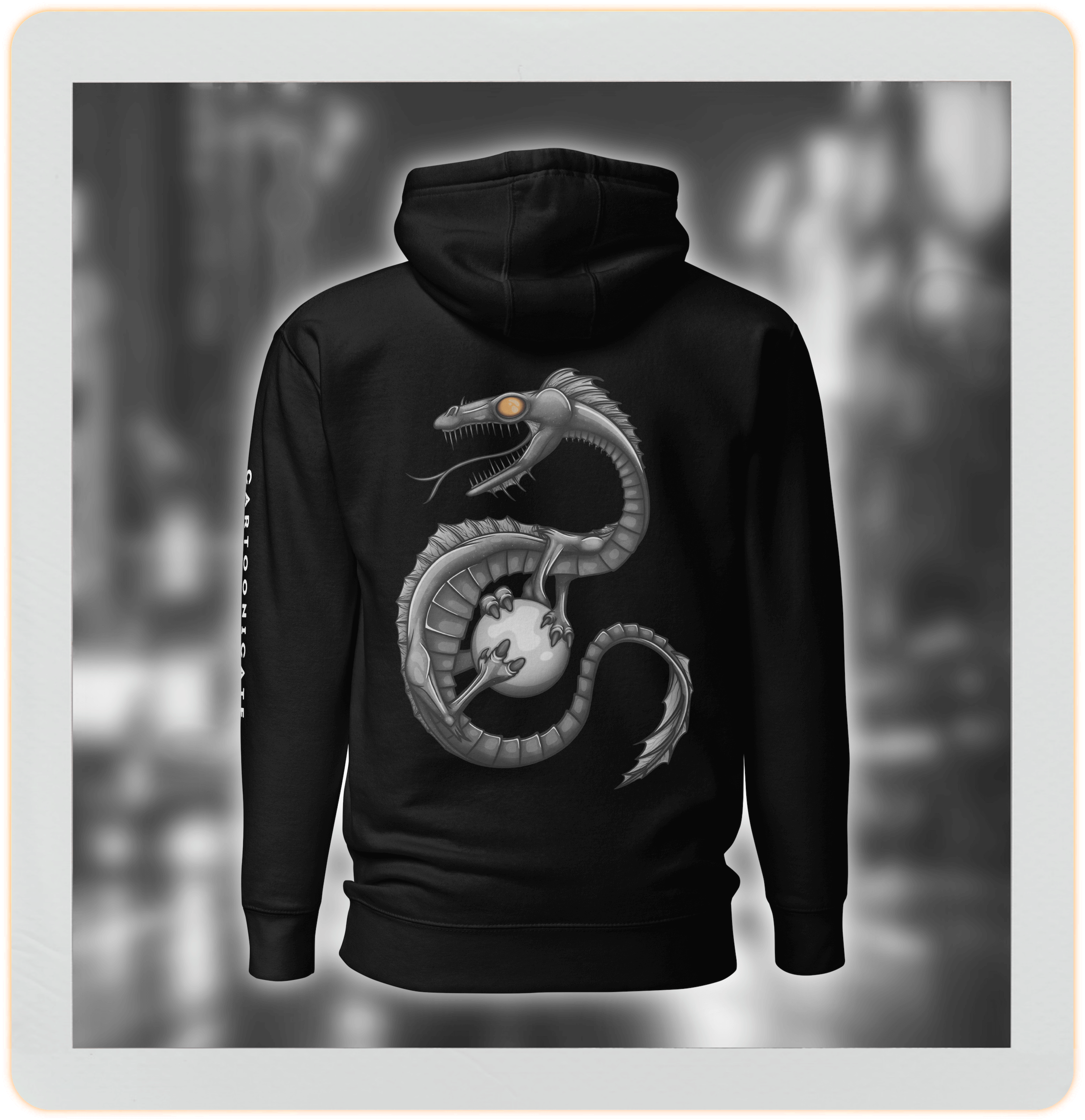 epic dragon design on black hoodie