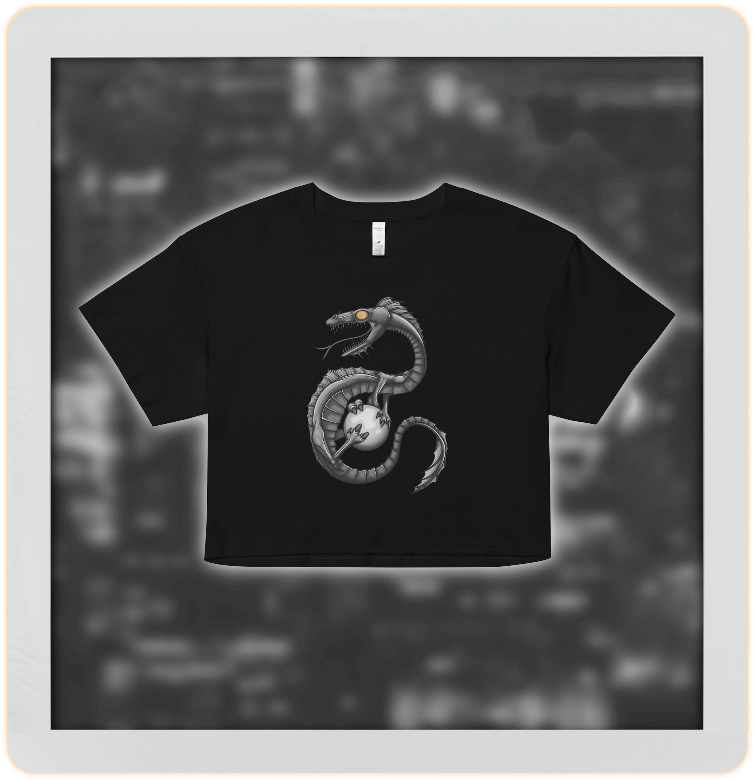 epic dragon design on black crop top