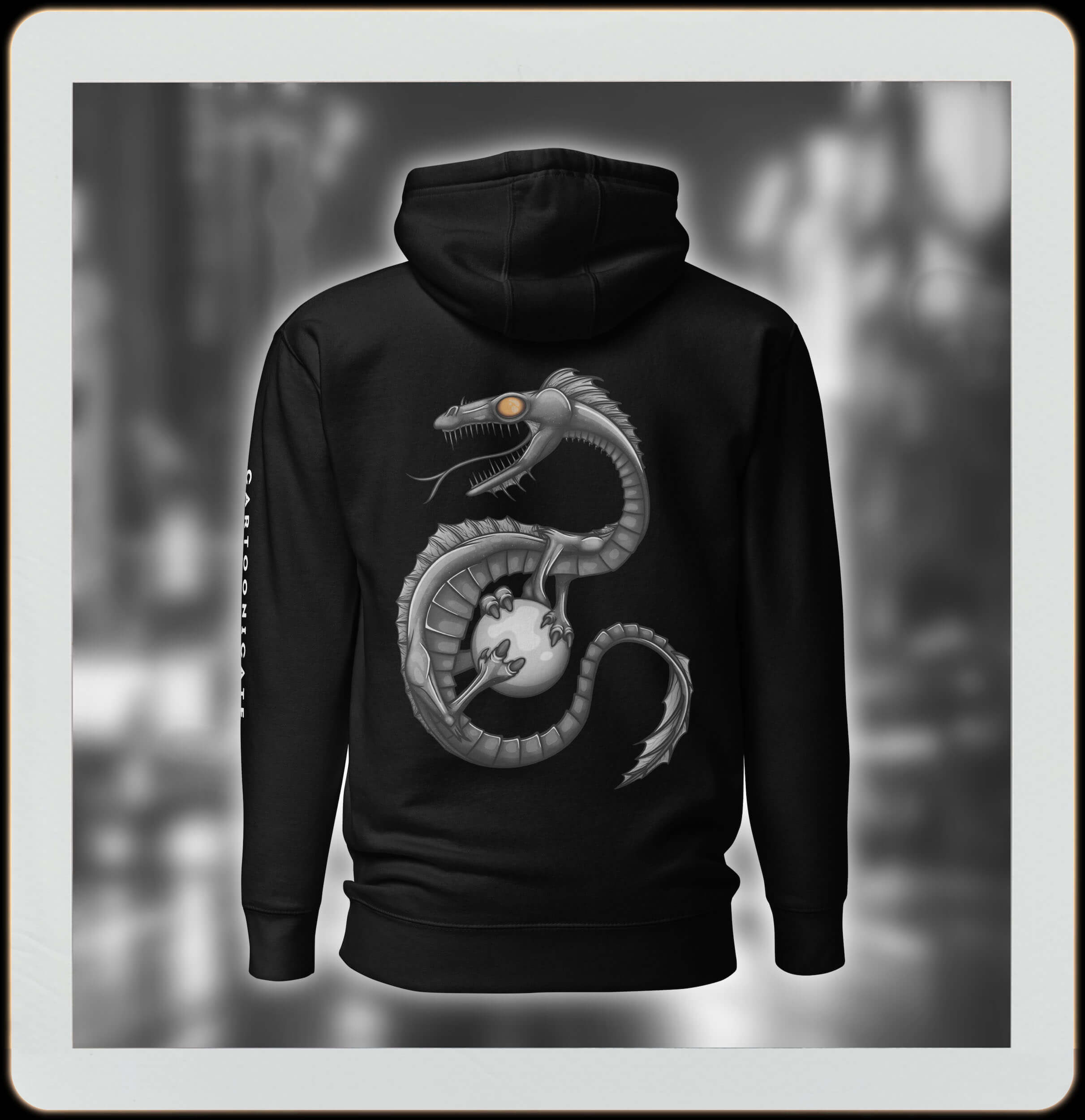 epic dragon design on black hoodie