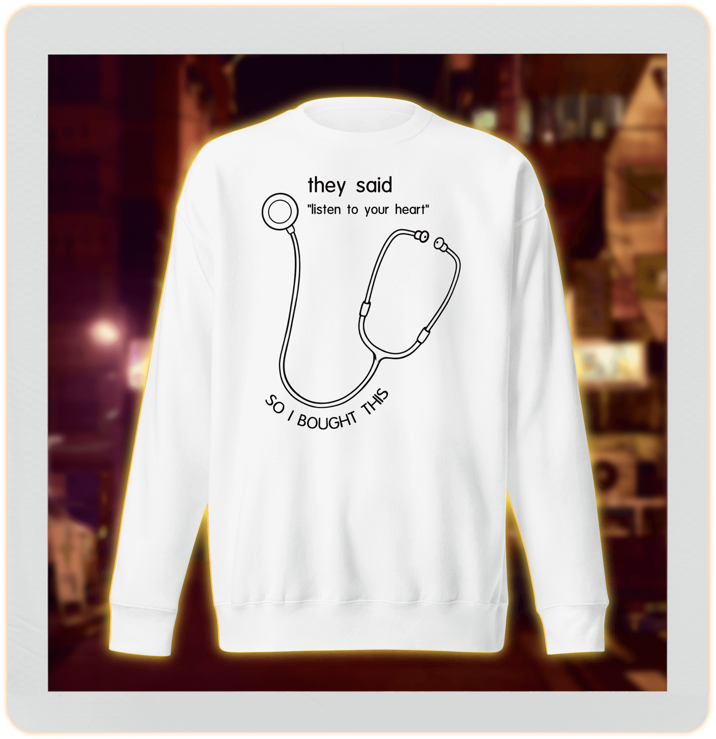 Doctor Stethoscope drawing on white sweatshirt