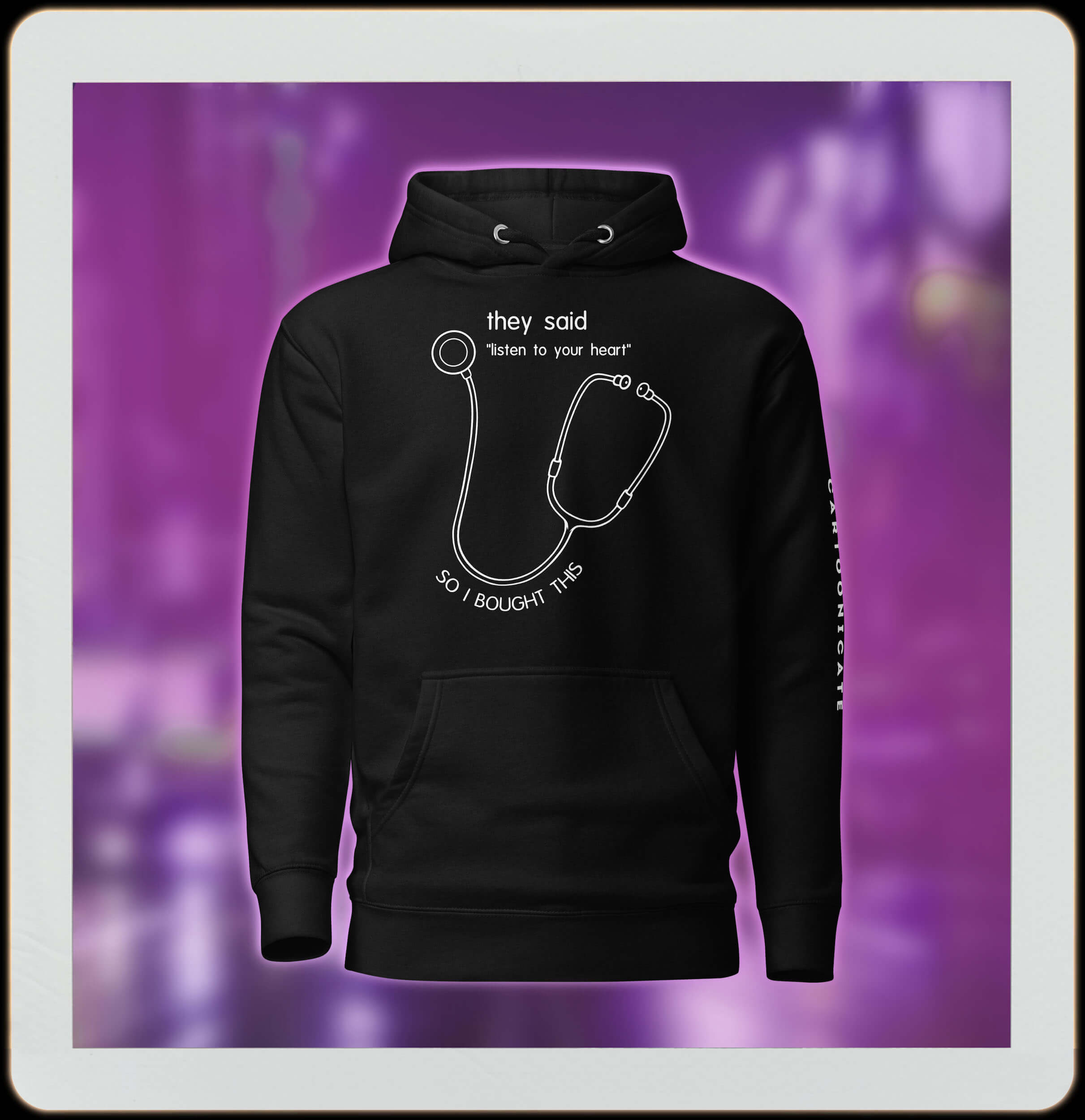 black hoodie with doctor stethoscope sketch