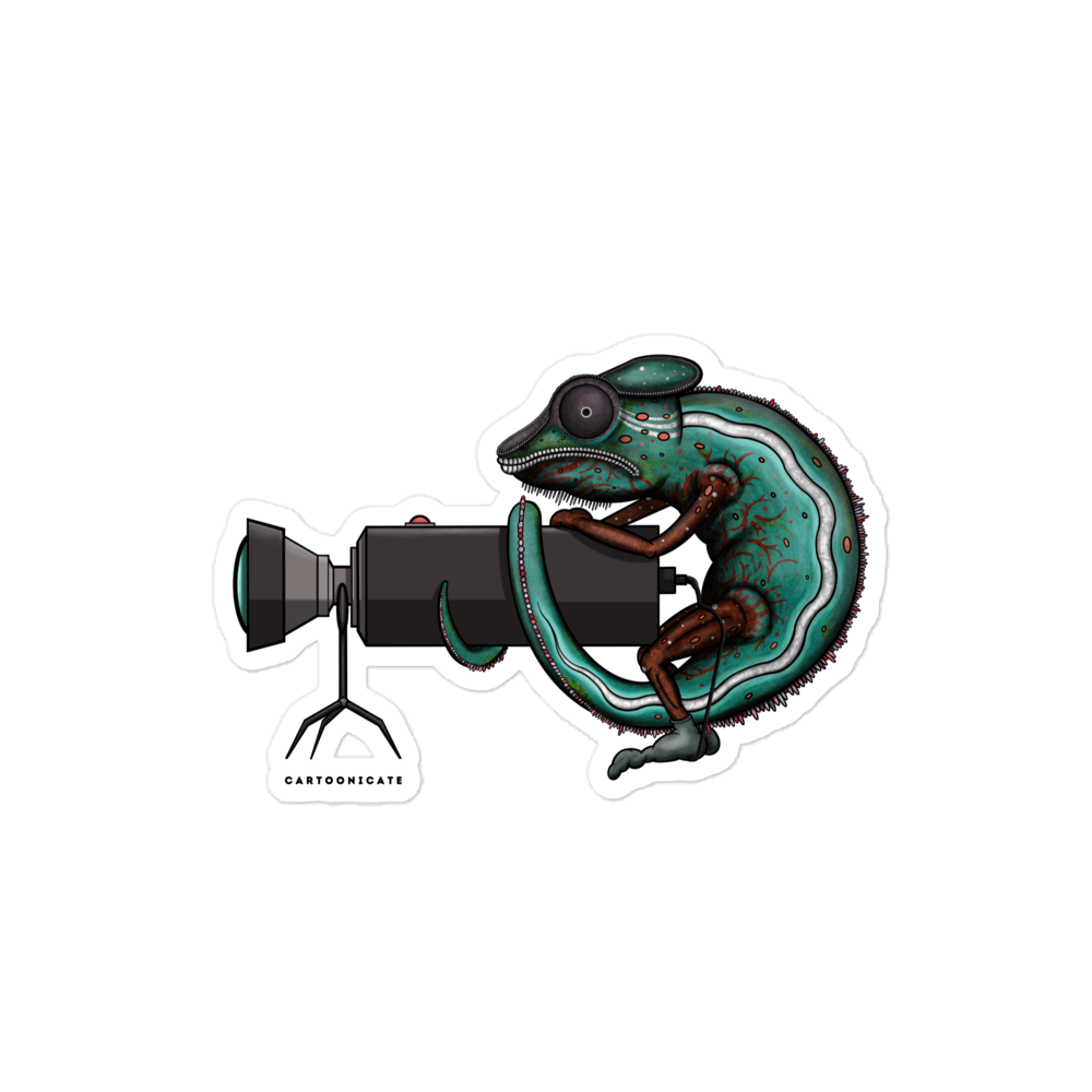 Chameleon with camera kiss cut sticker