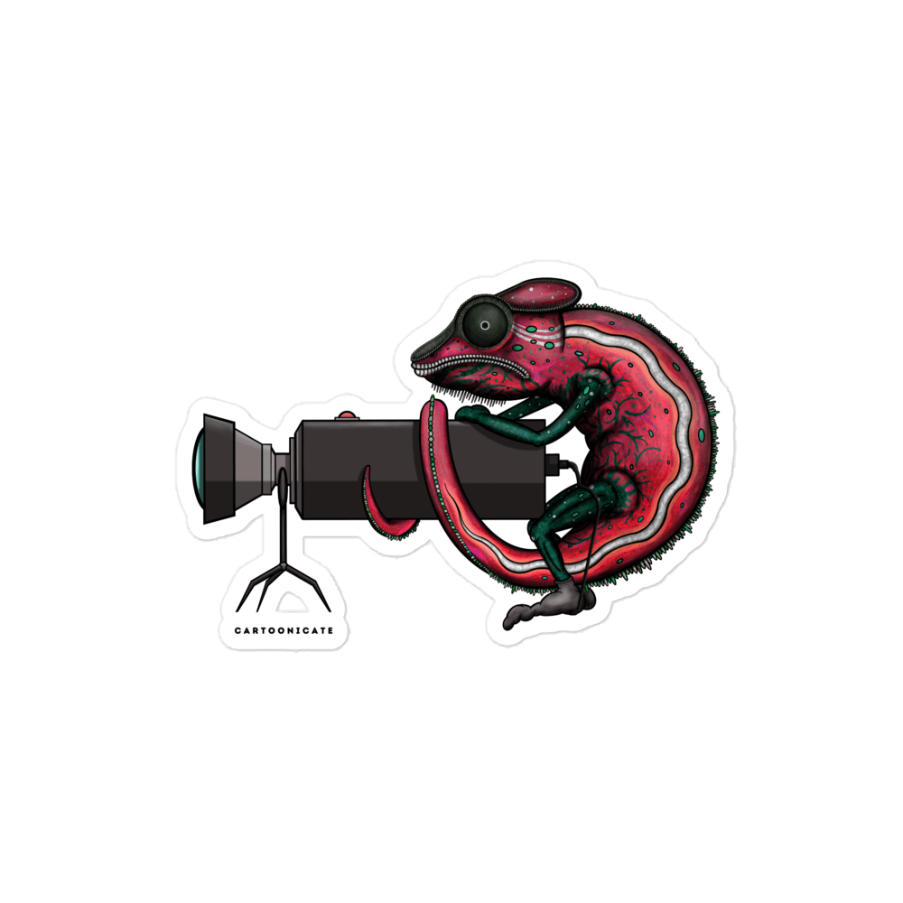 Chameleon with camera die cut sticker