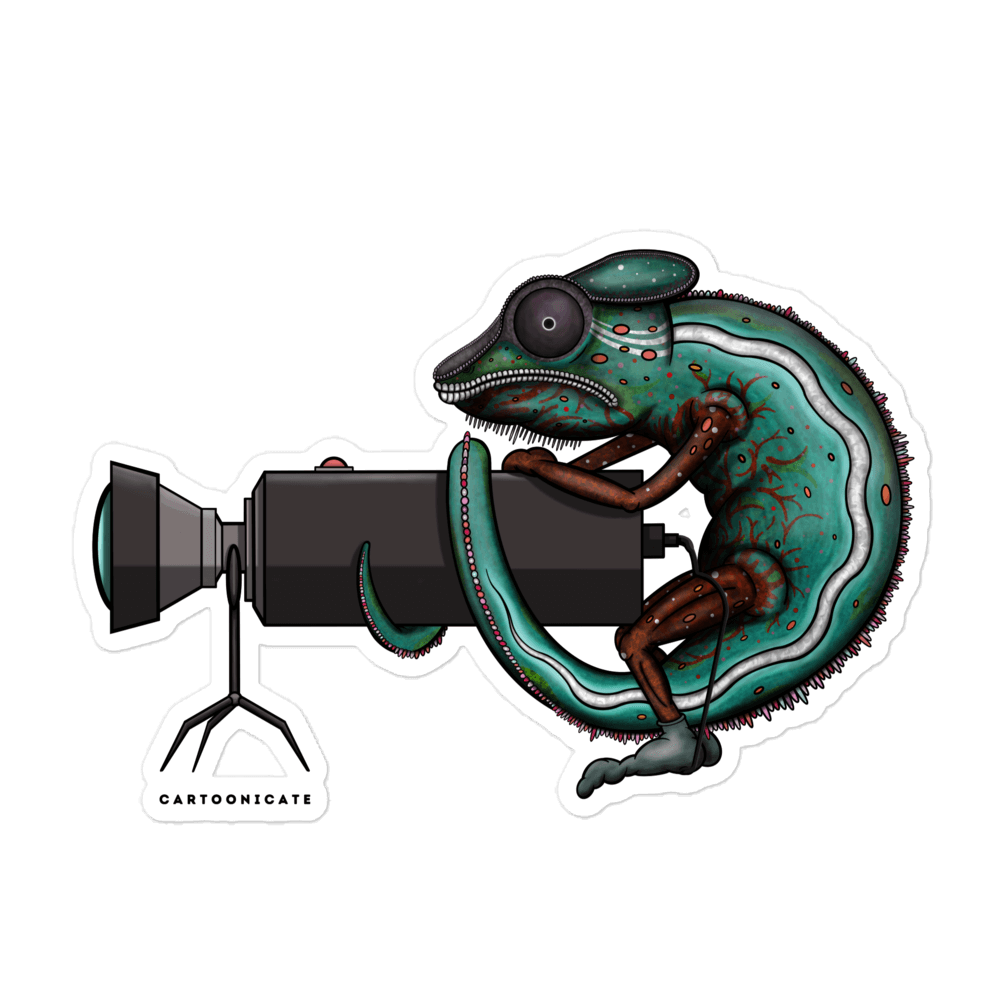 Chameleon with camera die cut sticker