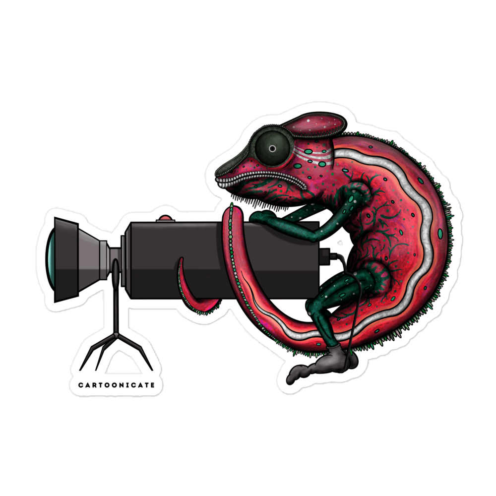 Chameleon with camera kiss cut sticker