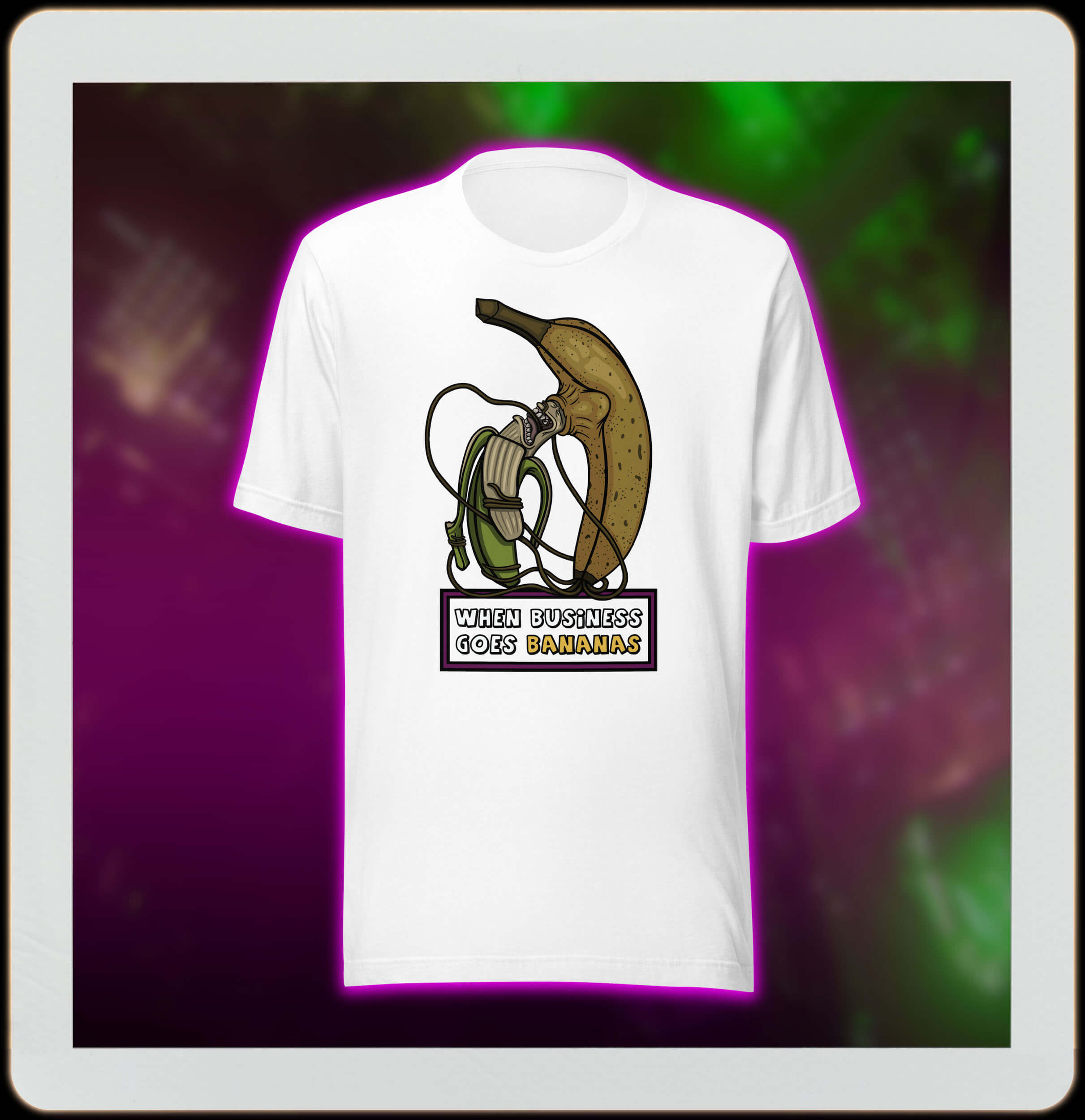 Cartoon banana eating another banana white t-shirt