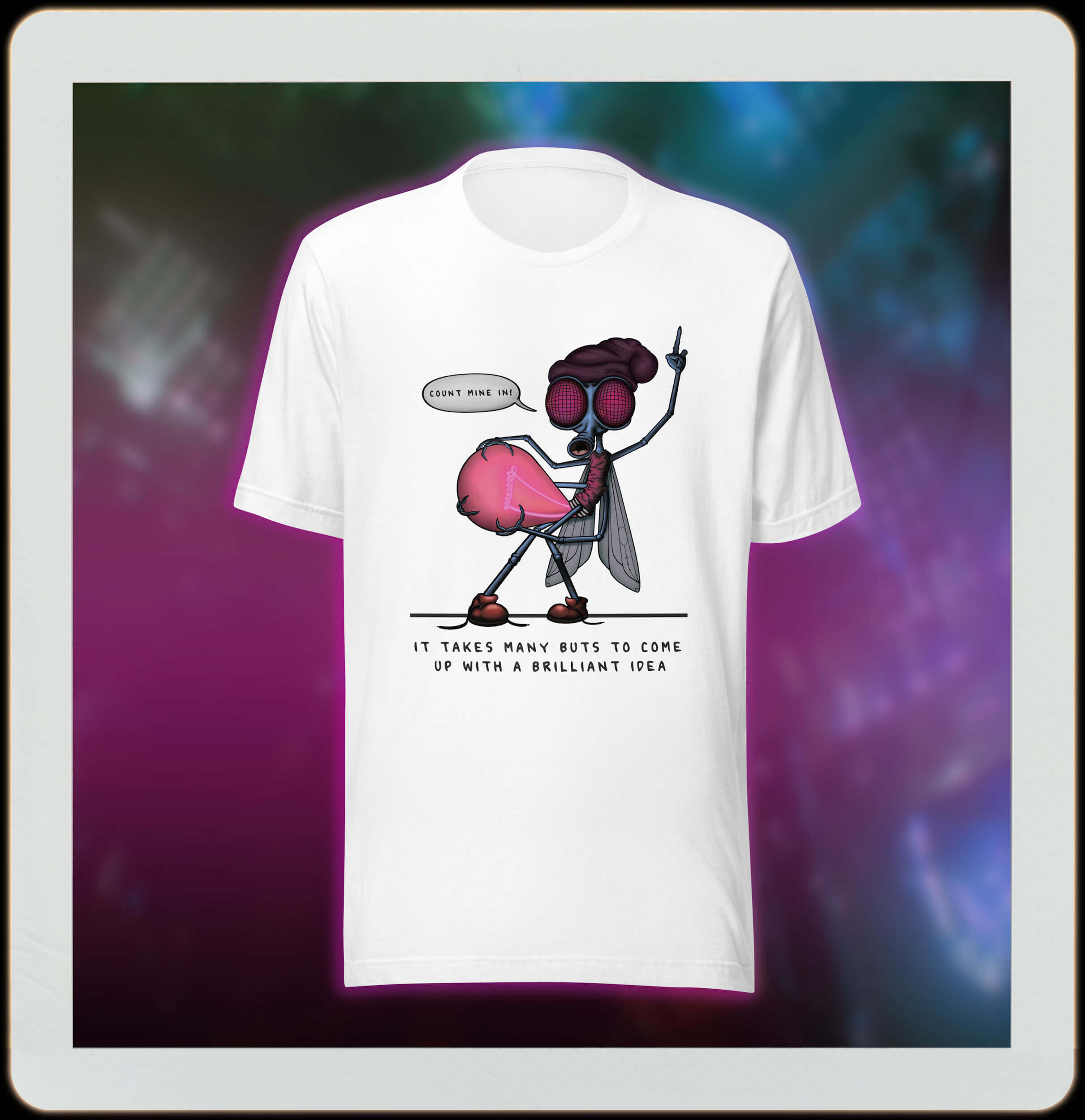 Cute pink cartoon insect white t-shirt