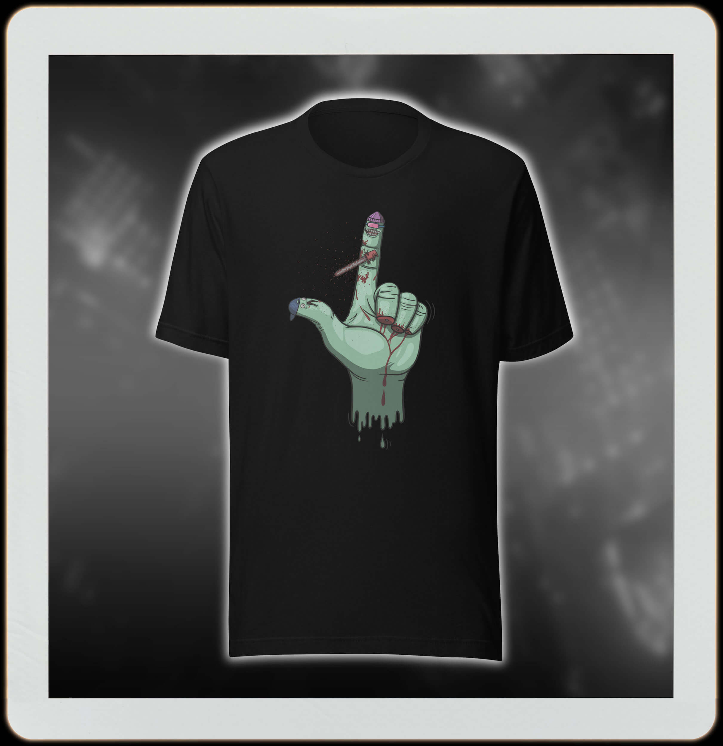 Halloween bloody fingers black tee