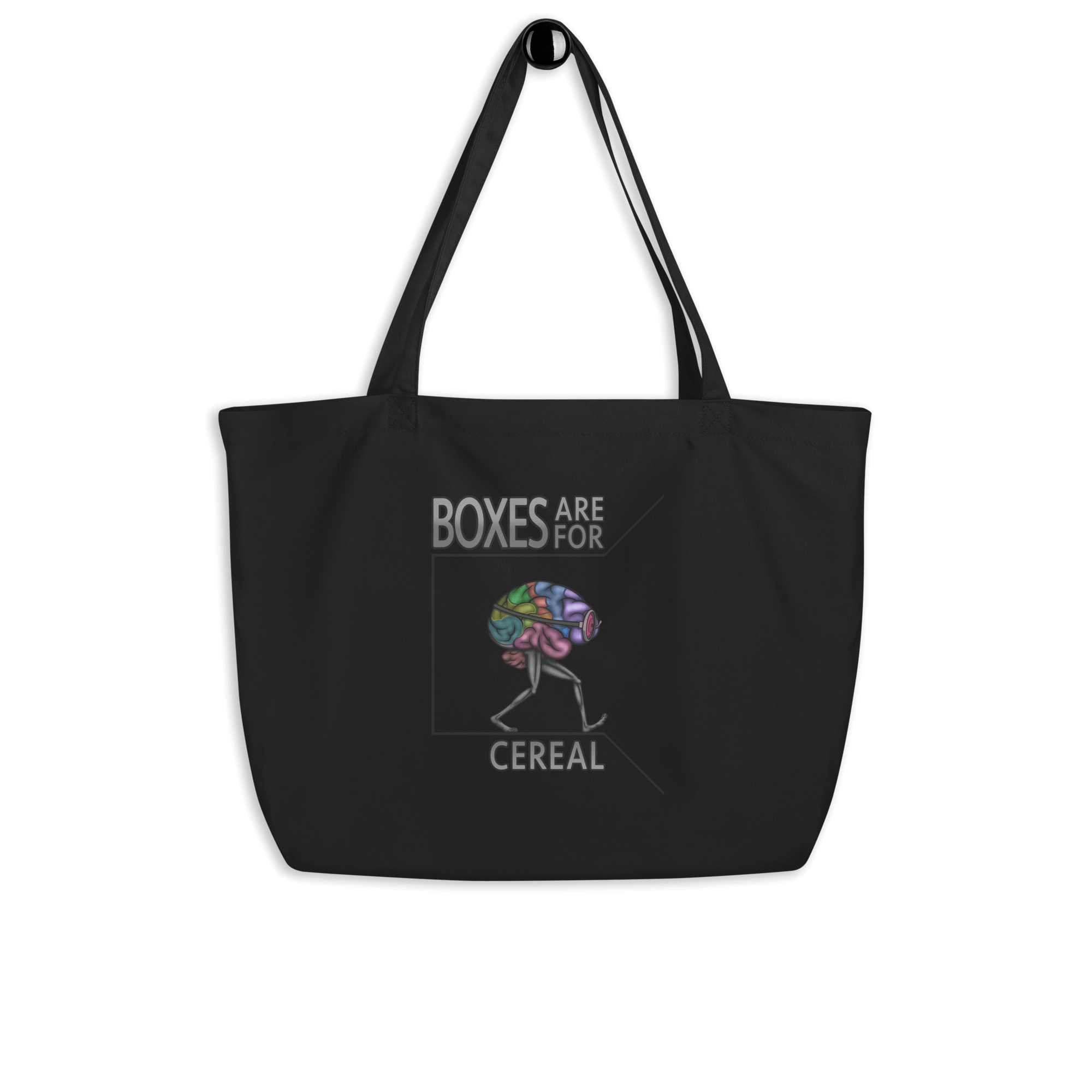 funny cartoon brain with legs tote bag black