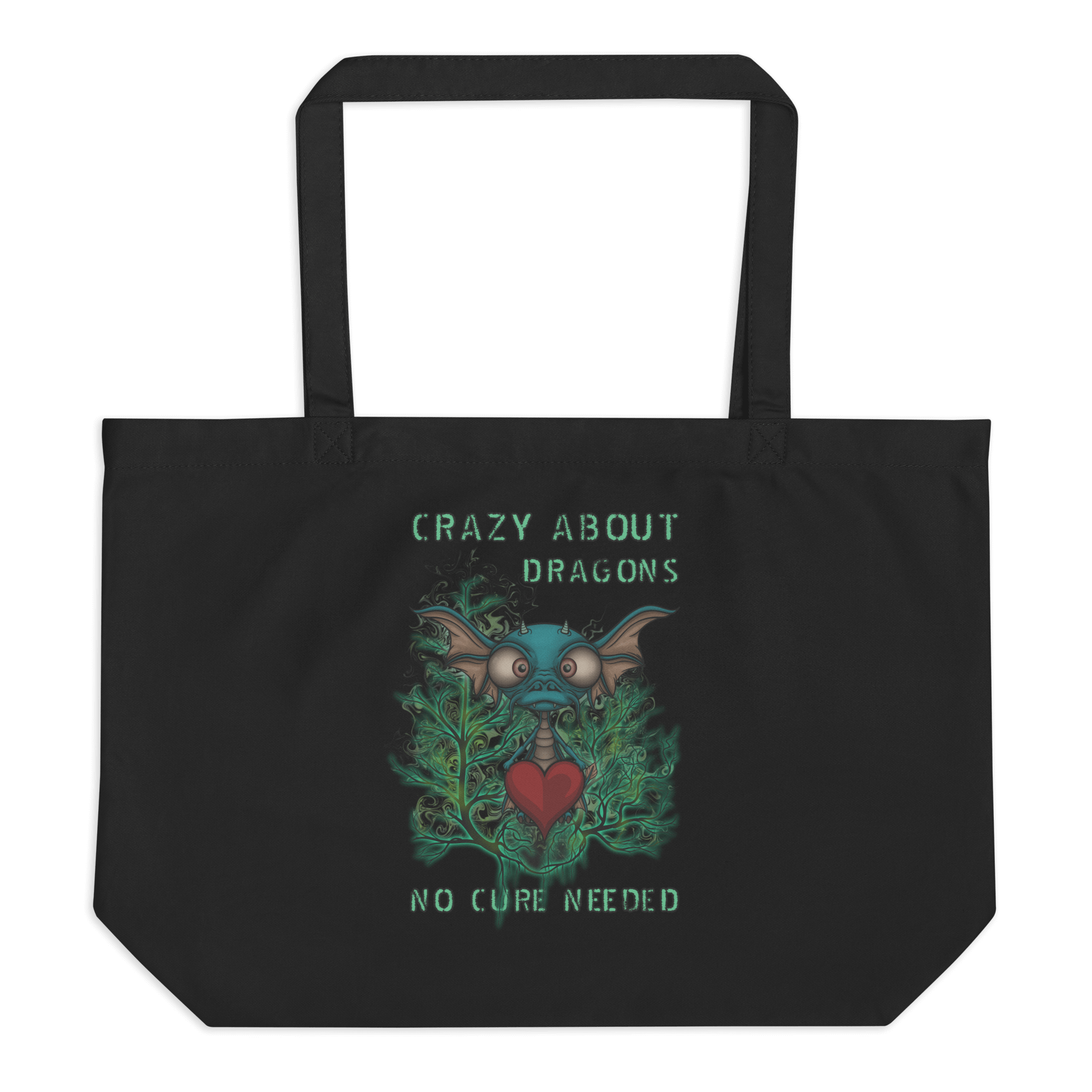 crazy about dragons tote bag black