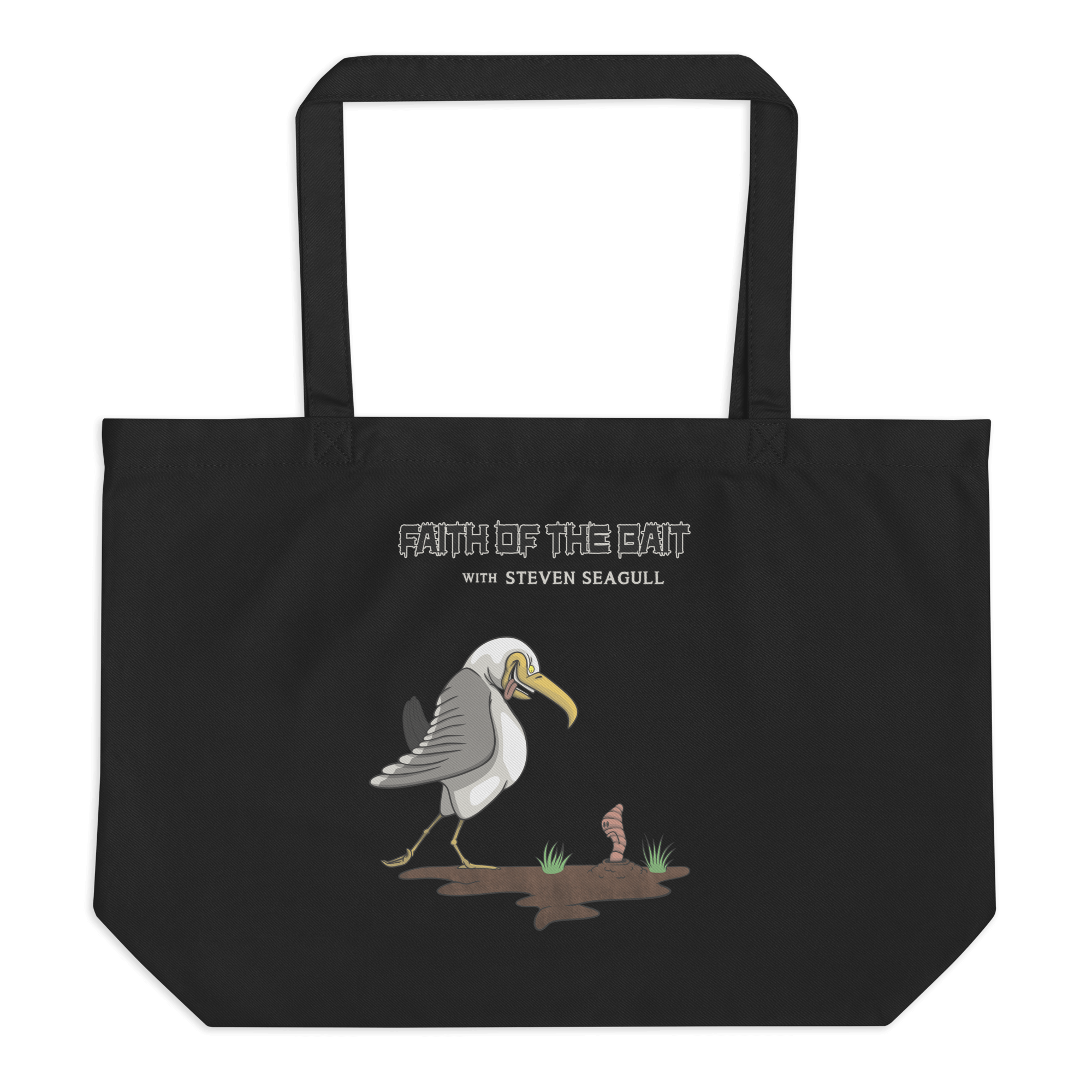 Faith of the bait black tote bag