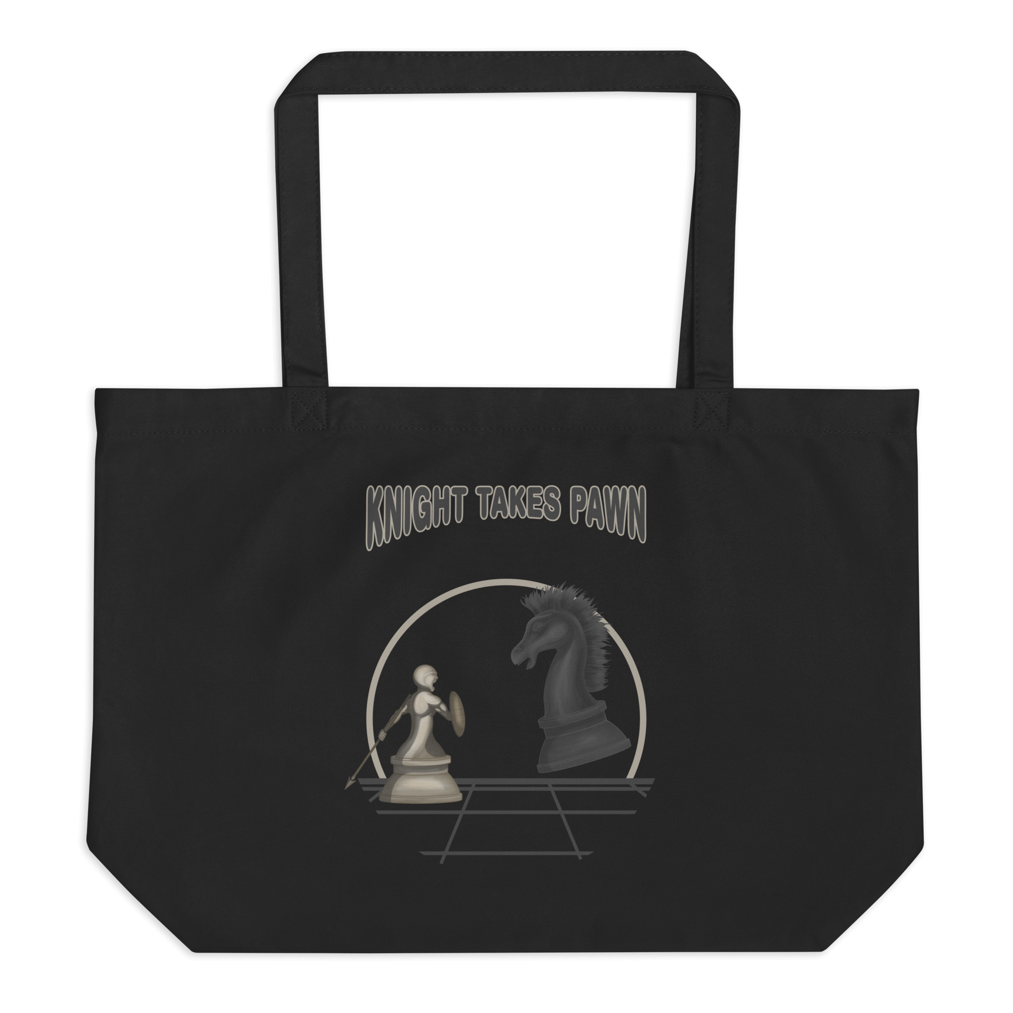 Pawn and knight chess tote bag black