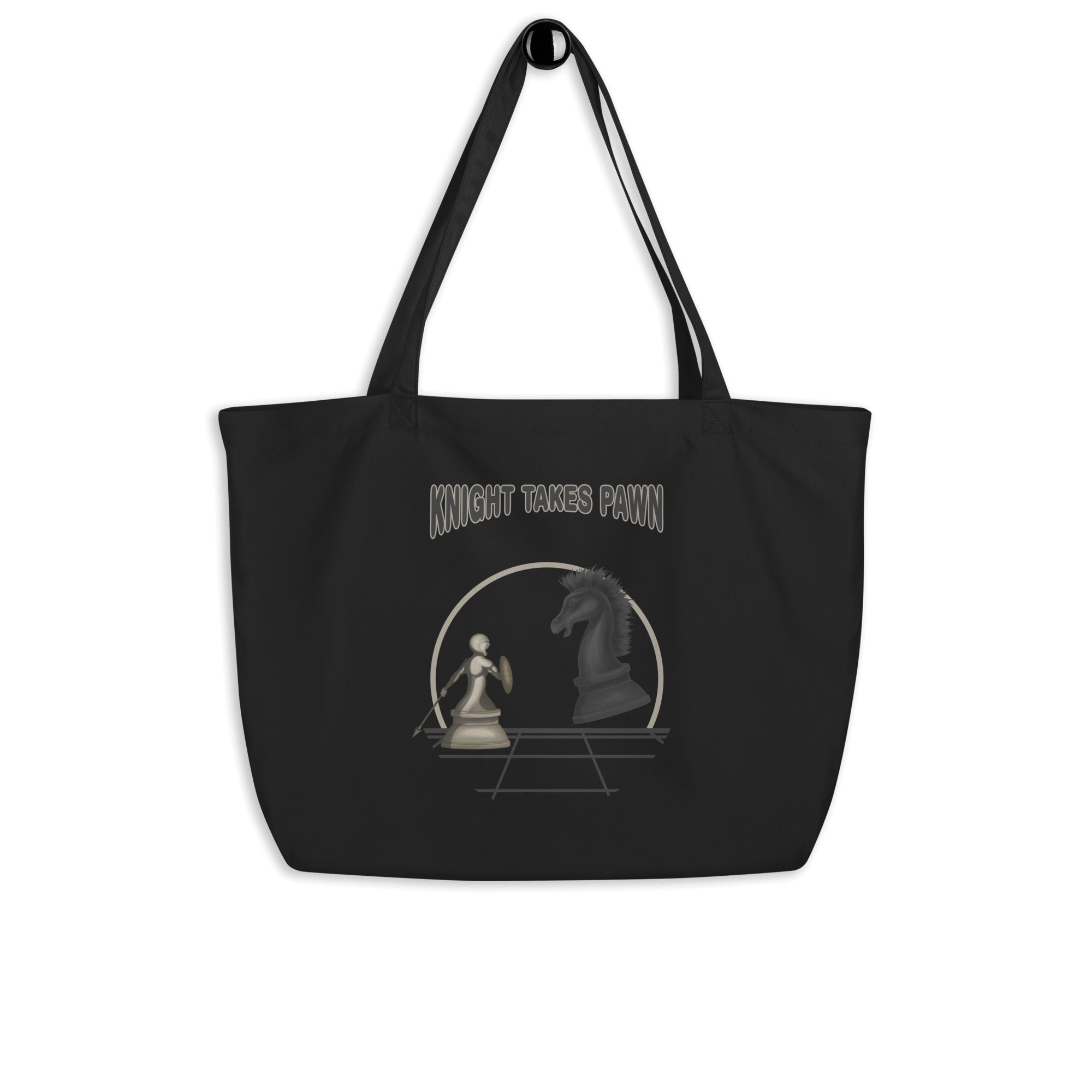 Cool cartoon chess tote bag black