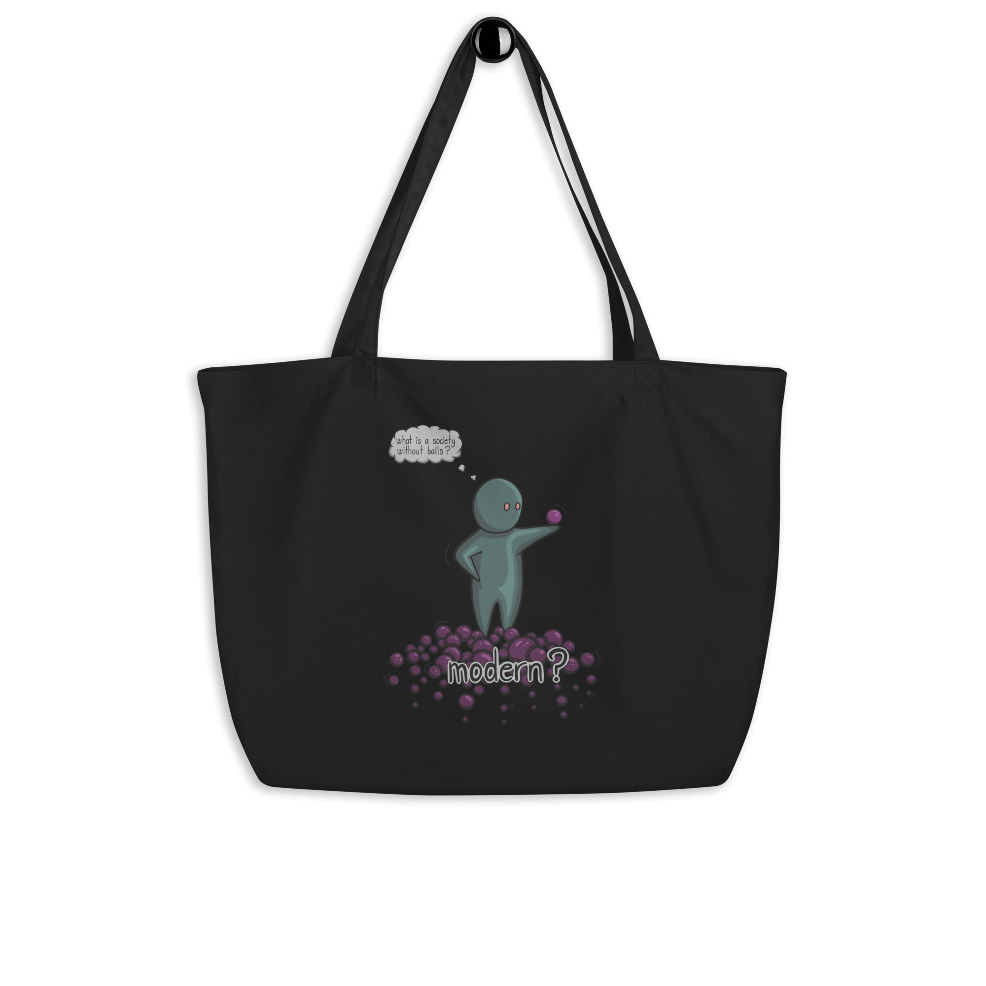 funny cartoon drawing on tote bag black