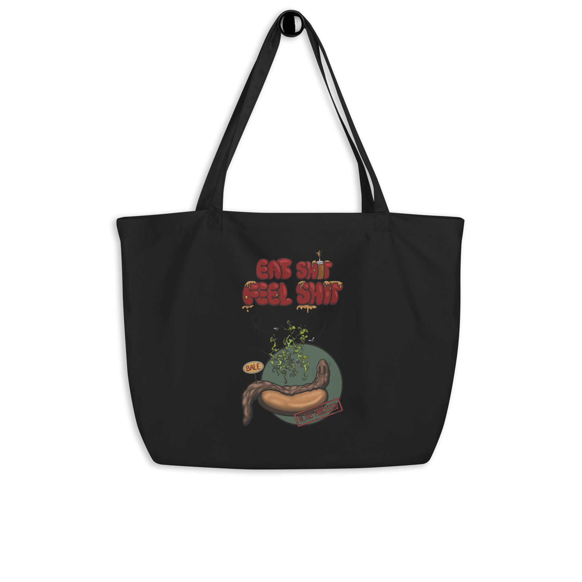 funny cartoon hot dog tote bag black