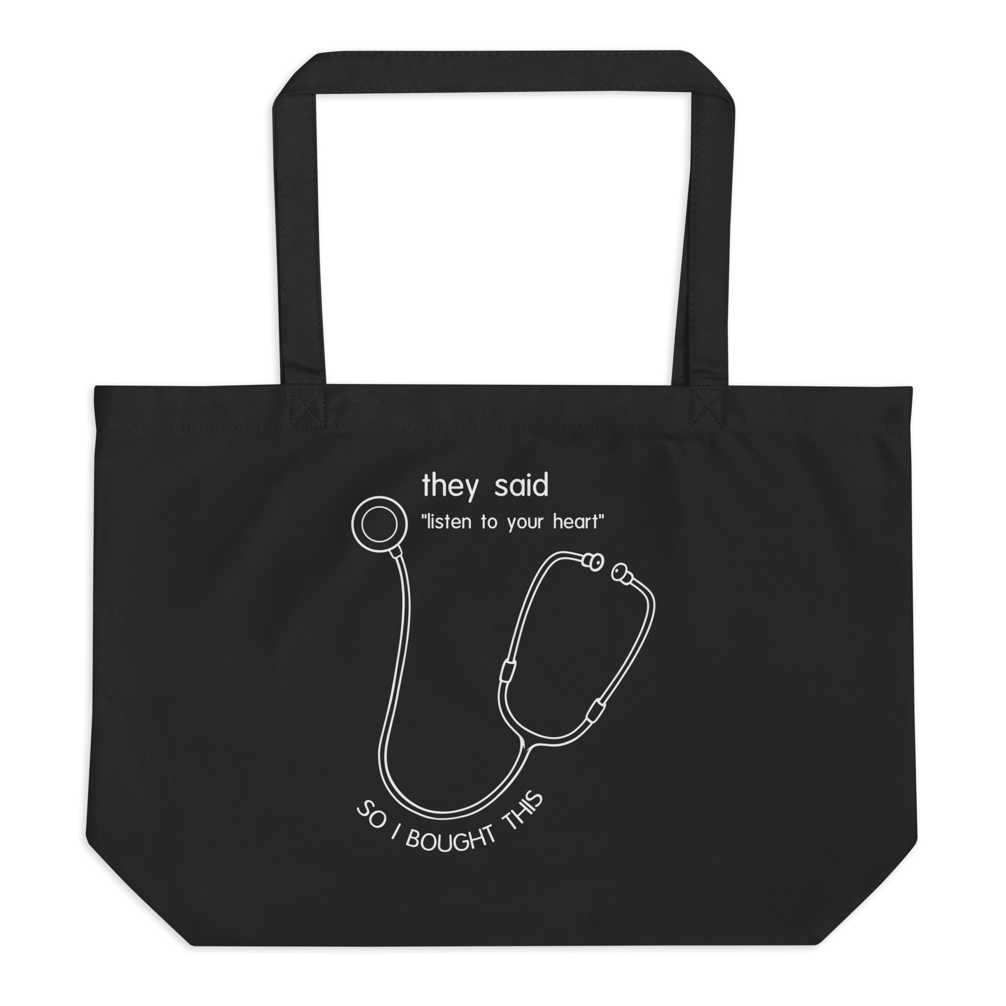 doctor Stethoscope drawing on tote bag black