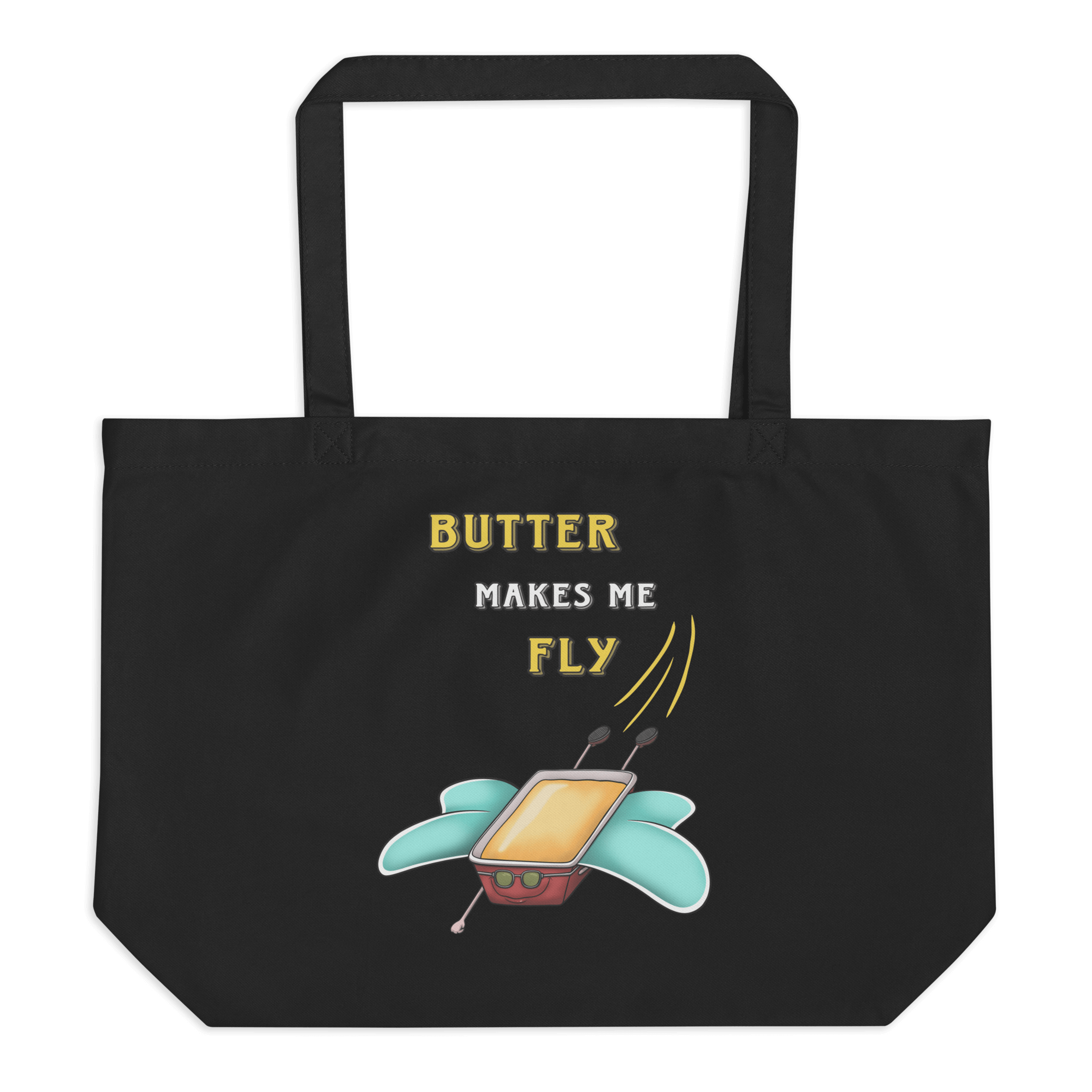 butter makes me fly tote bag black