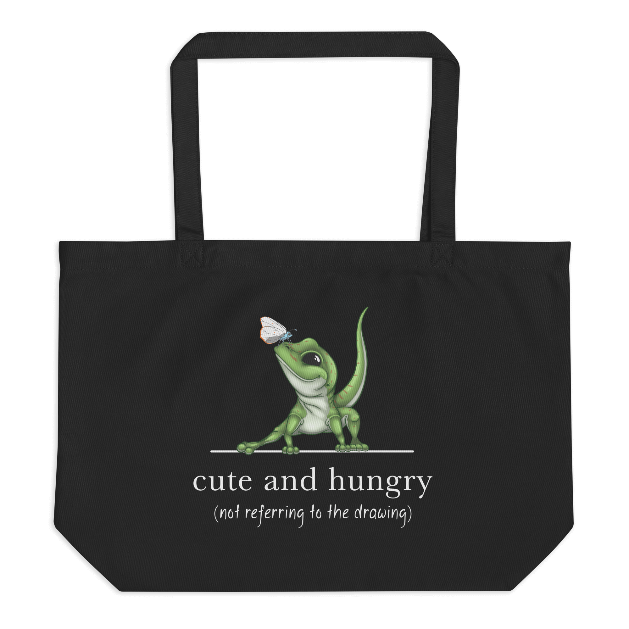 cute and hungry gecko tote bag black