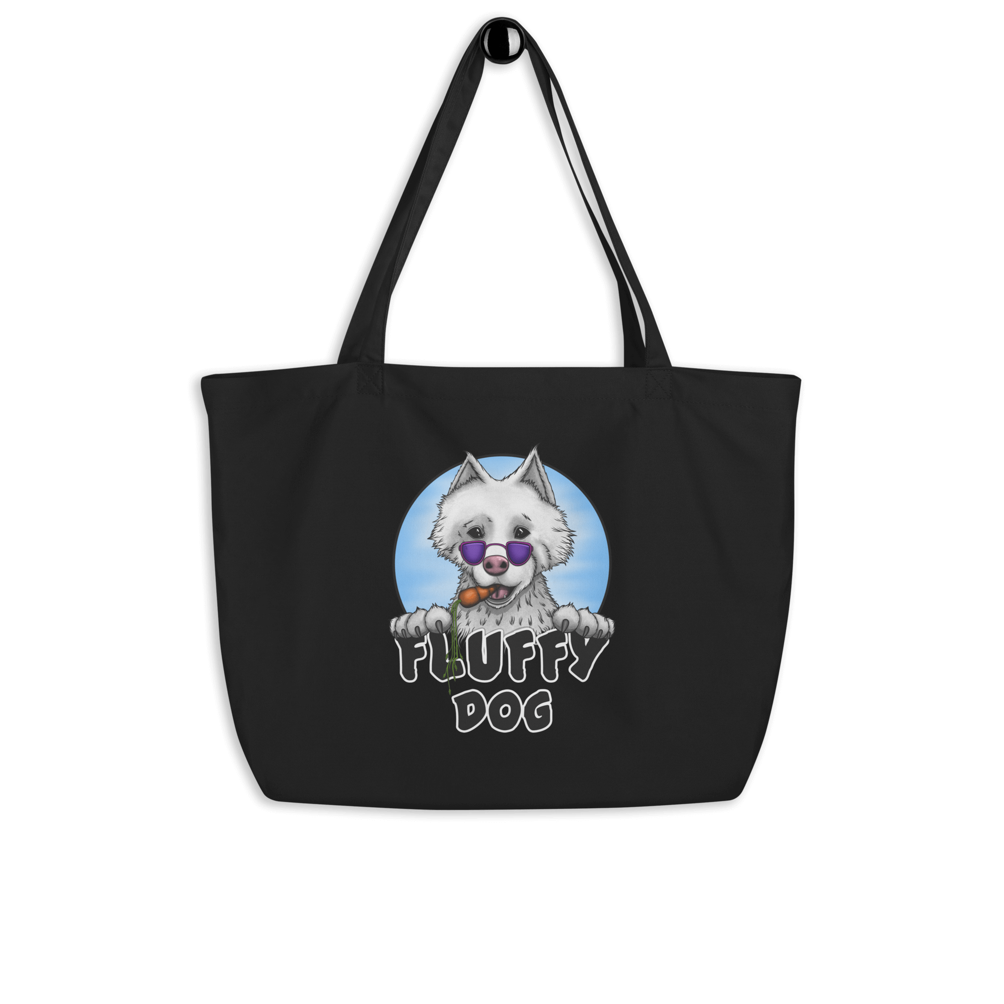 cute samoyed dog with sunglasses on tote bag black