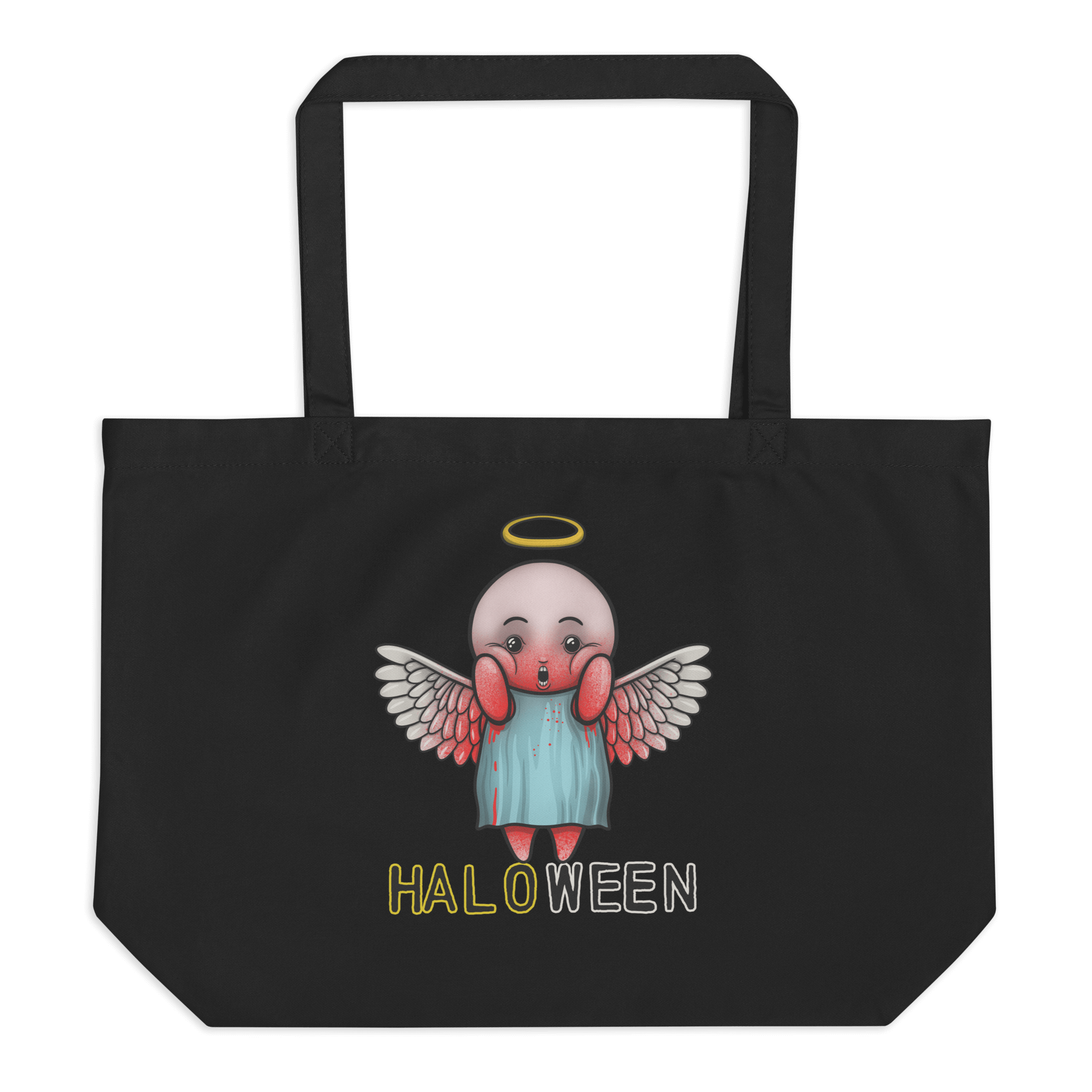 Bloody angel halloween black tote bag