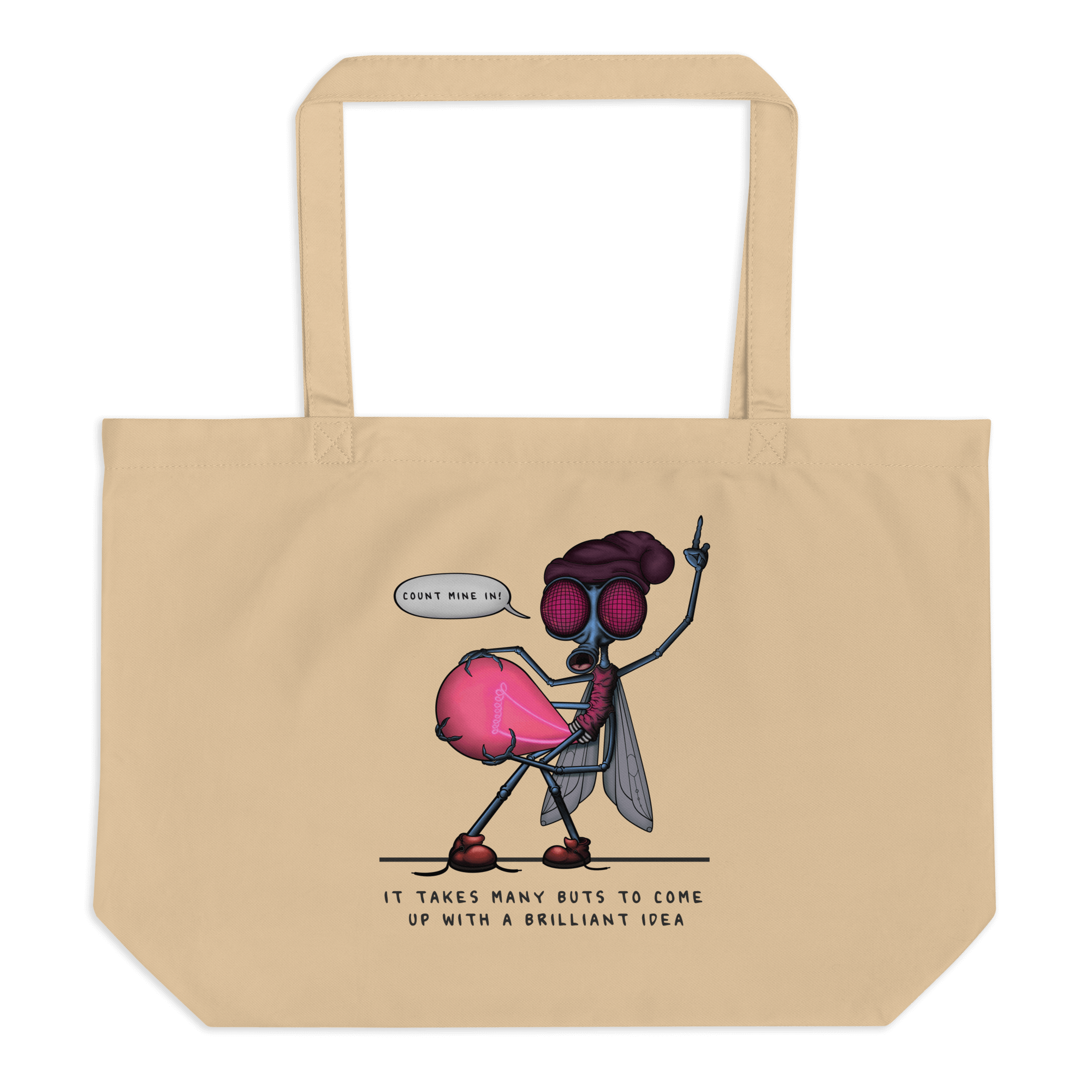 Pink cartoon firefly tote bag natural