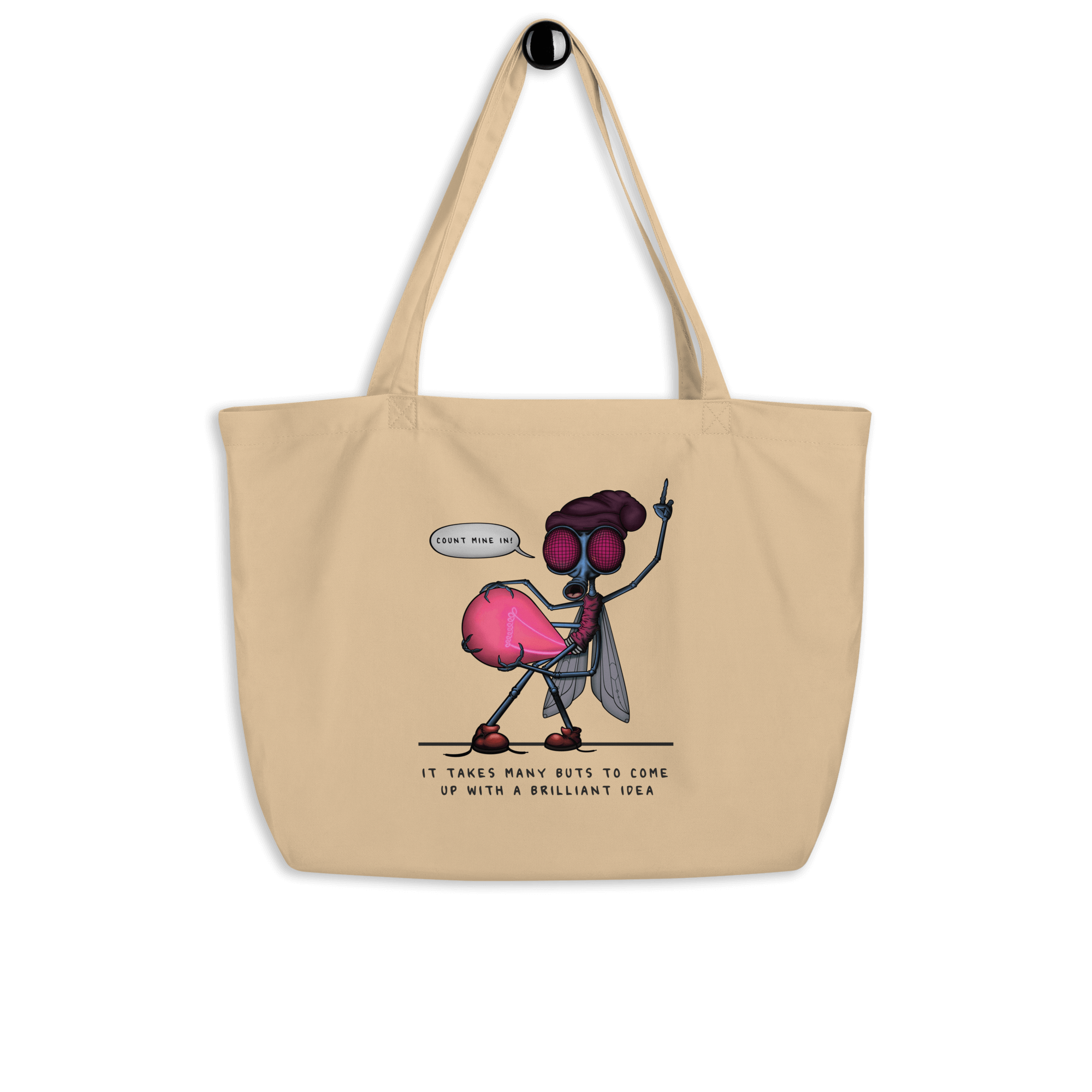 Cool lightbulb insect tote bag natural