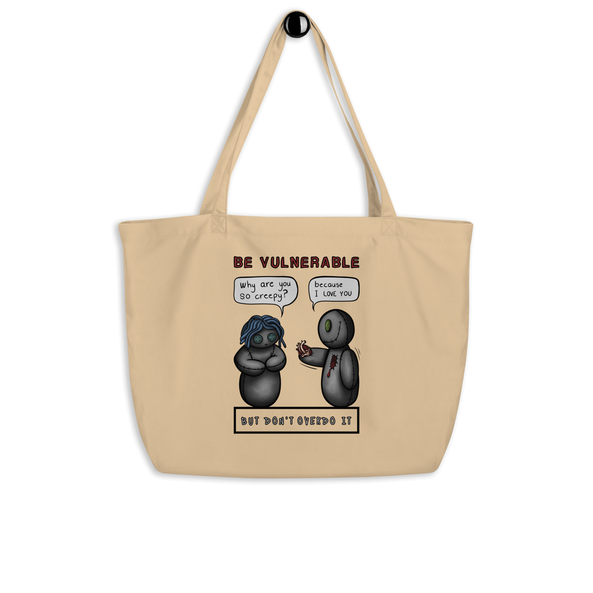 Funny cartoon voodoo doll tote bag natural