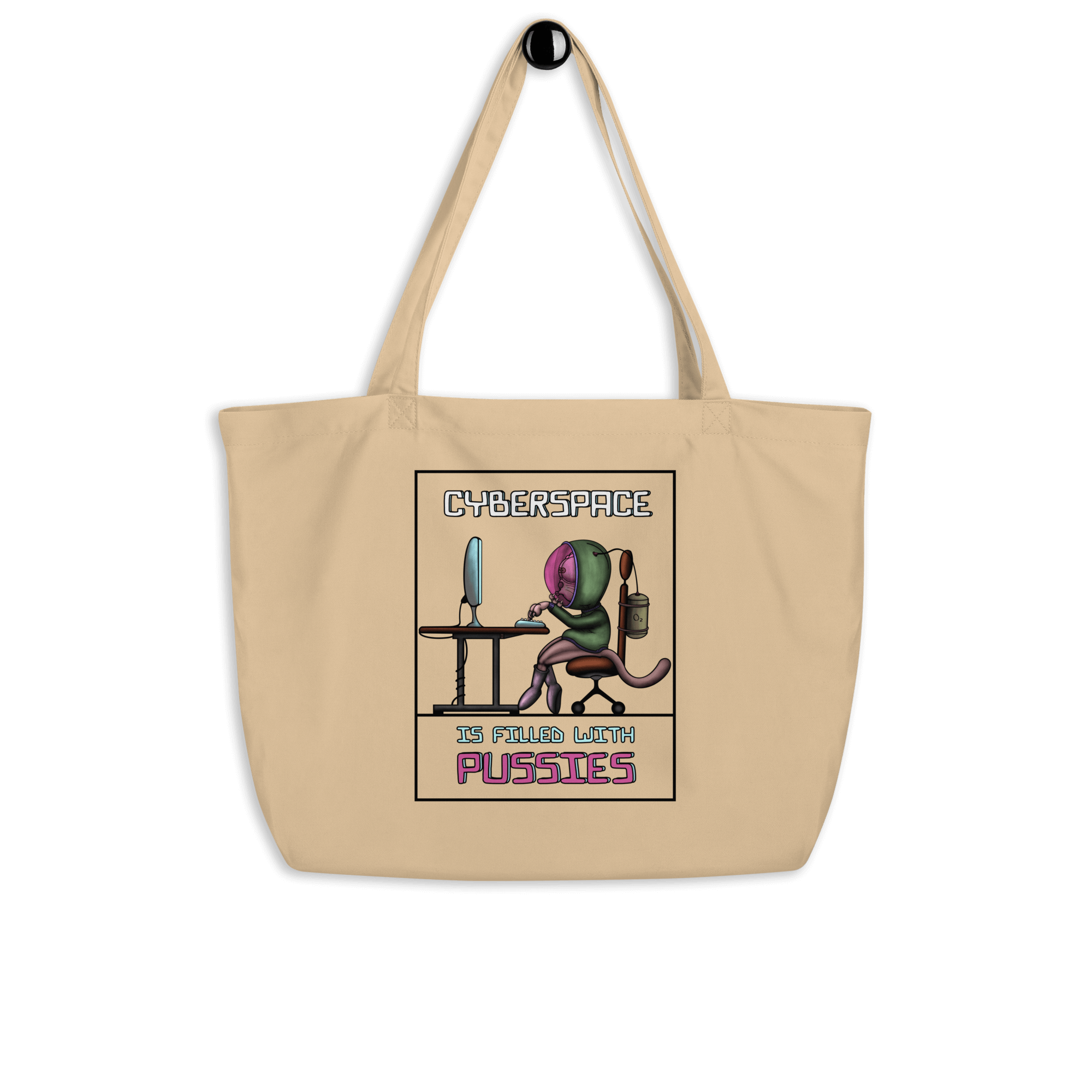 funny cyberspace cat tote bag natural