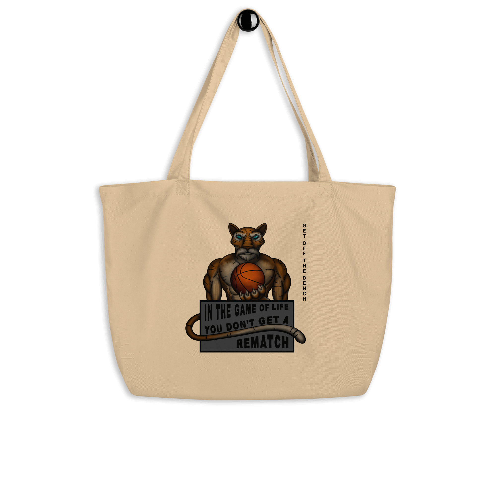 Tiger playing basketball tote bag natural