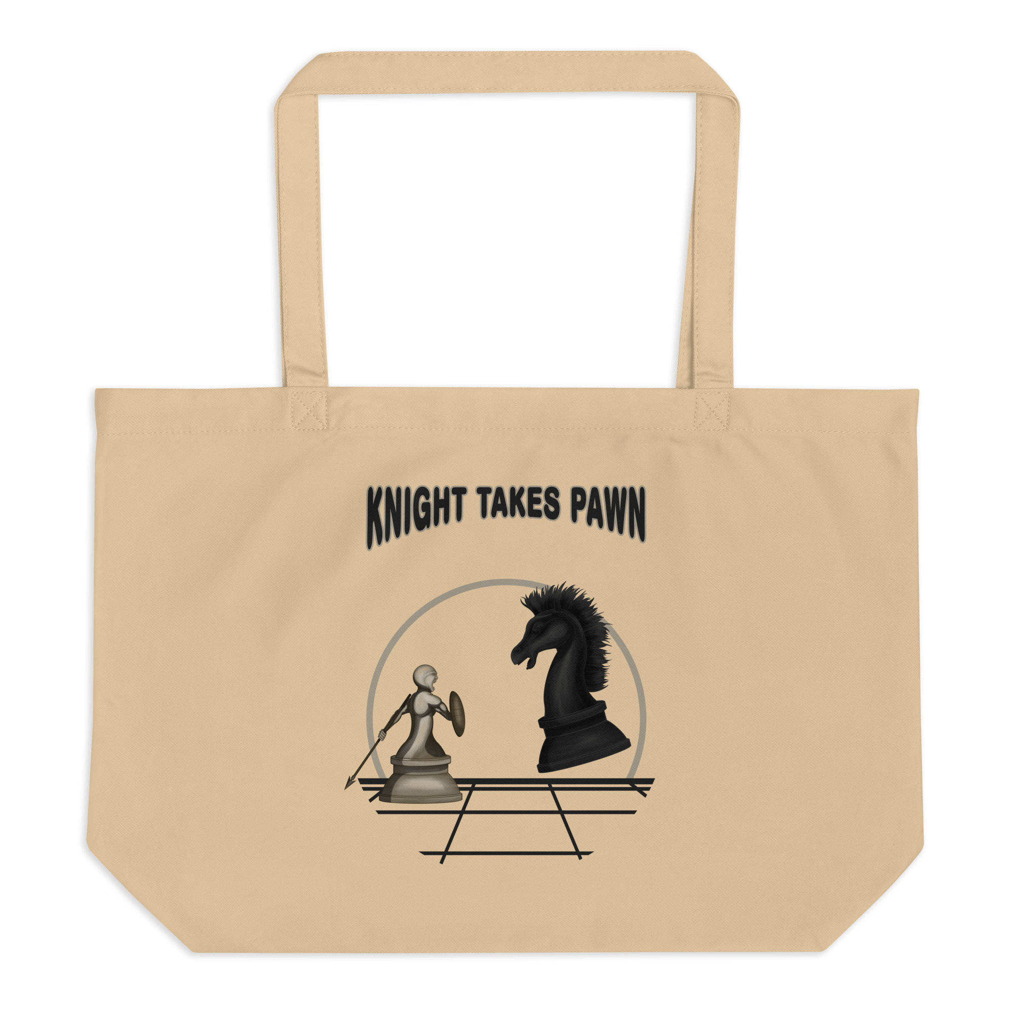 Pawn and knight chess tote bag natural