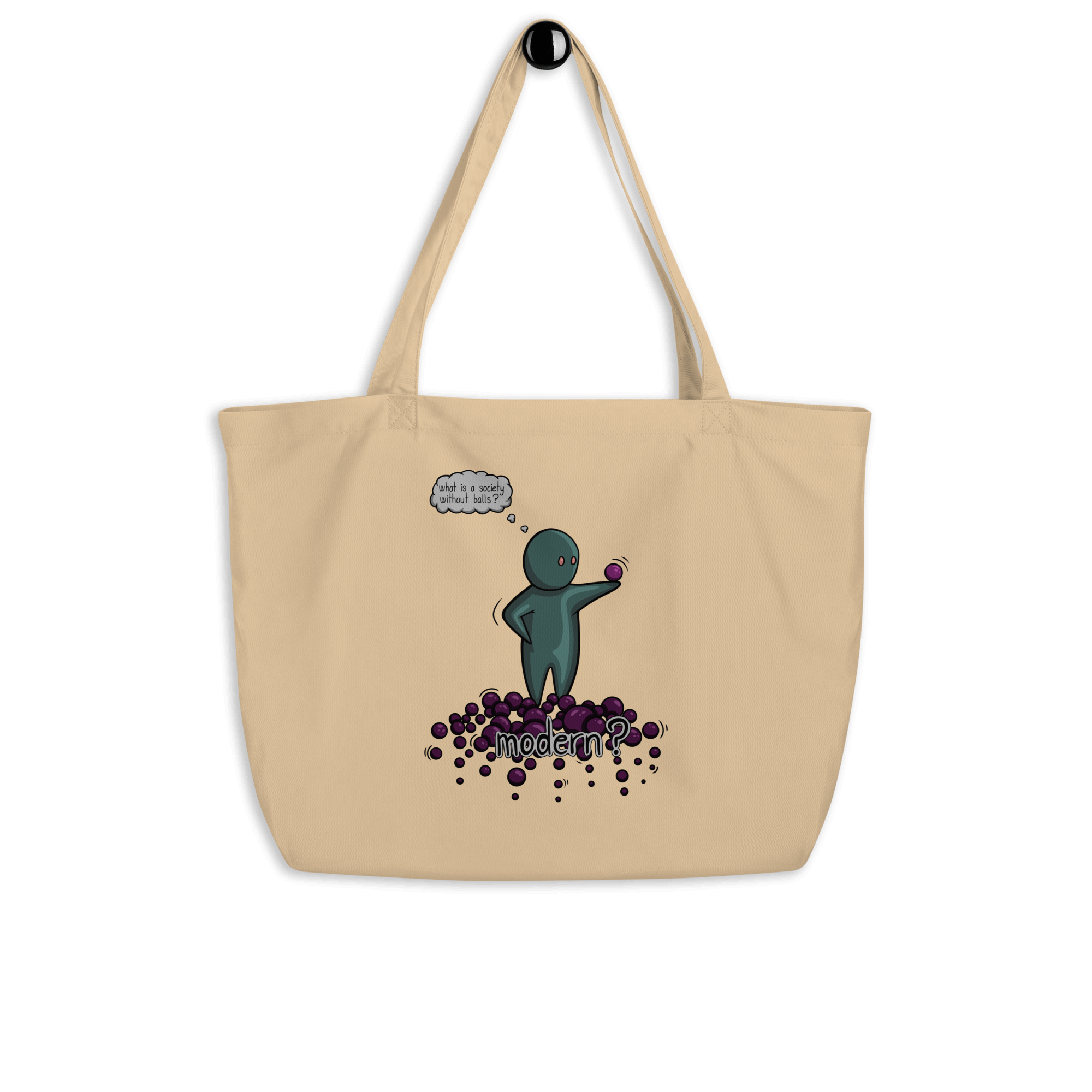 funny cartoon drawing on tote bag natural