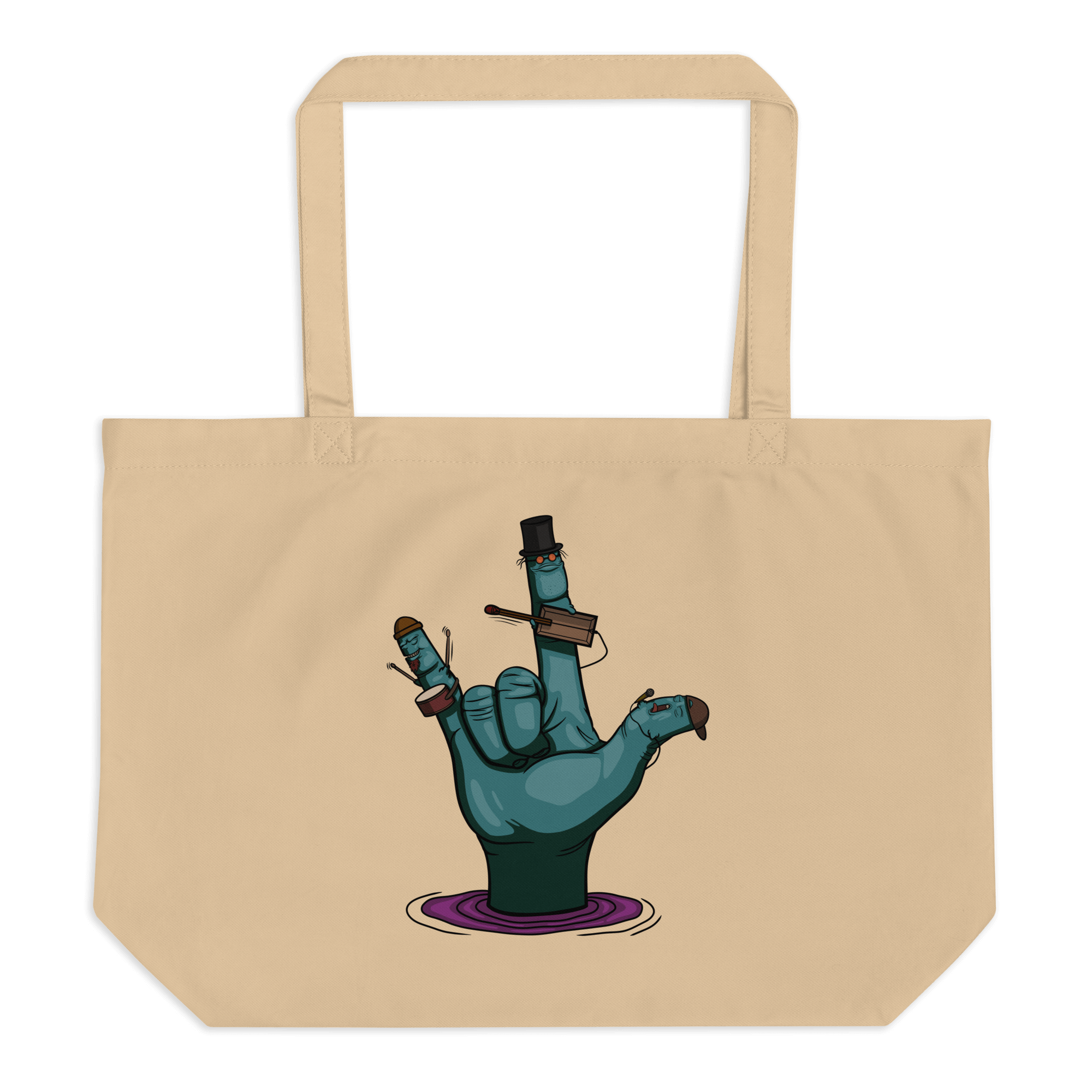 rock and roll hand tote bag natural