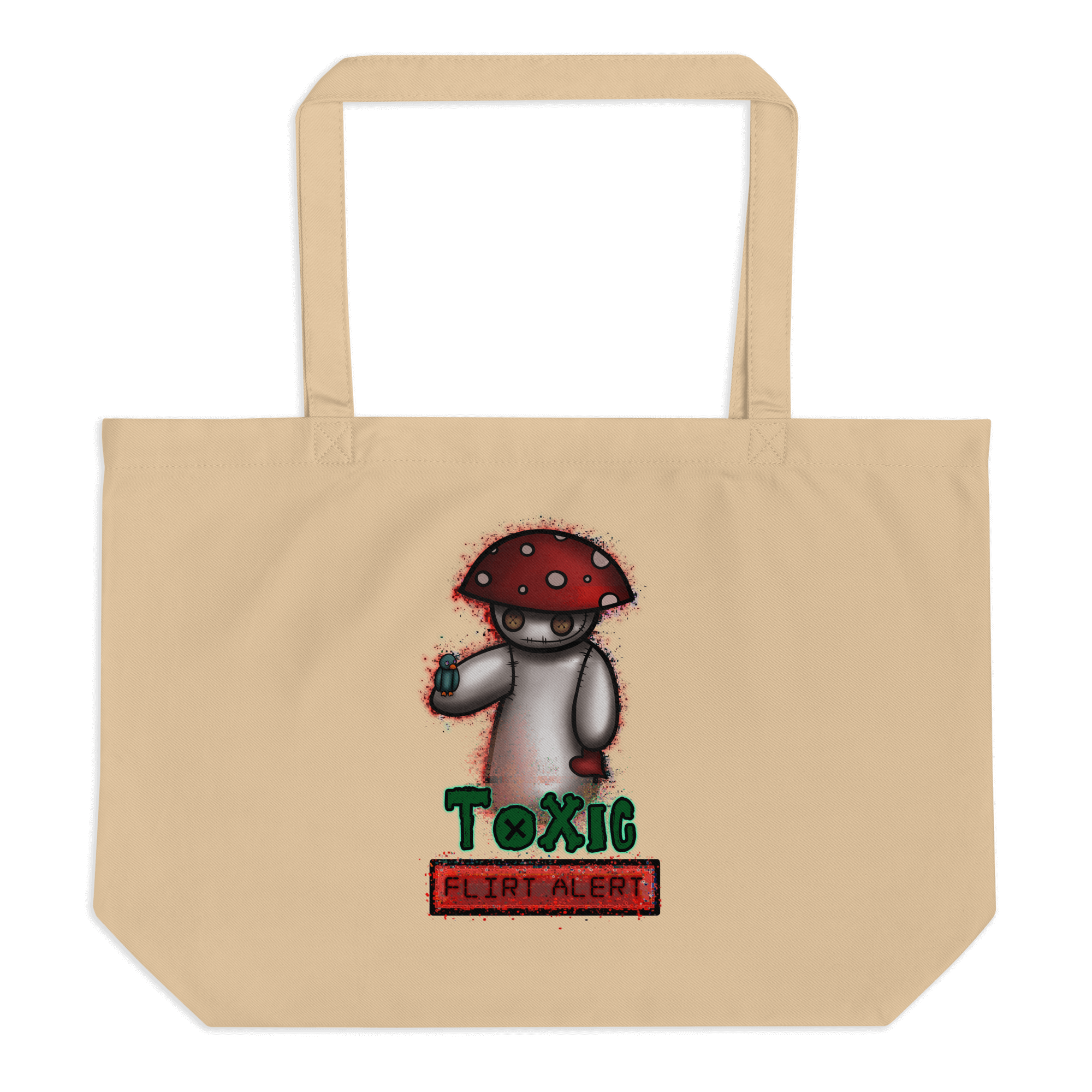 Cartoon toxic flirt alert tote bag natural